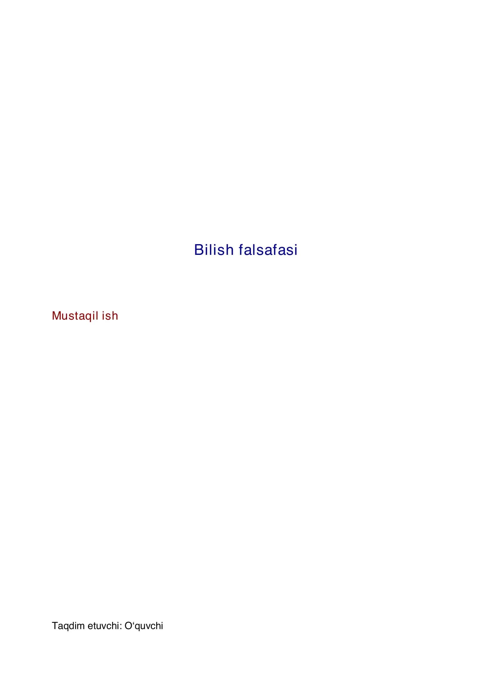 Bilish falsafasi 1