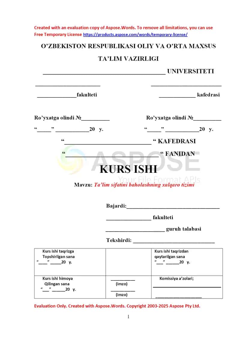 Ta’lim sifatini baholashning xalqaro tizimi 1