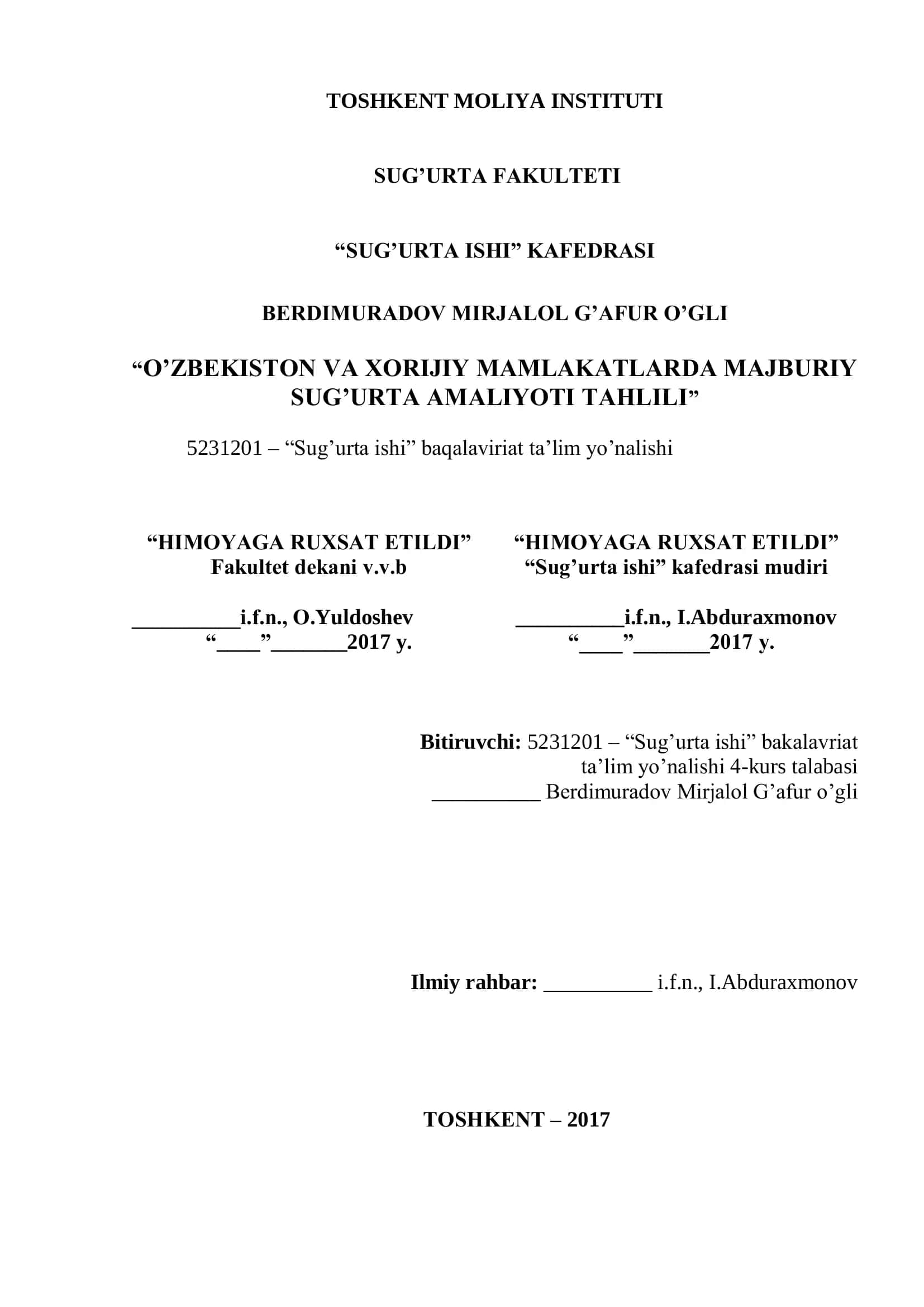 Majburiy sug'urta amaliyoti tahlili 1