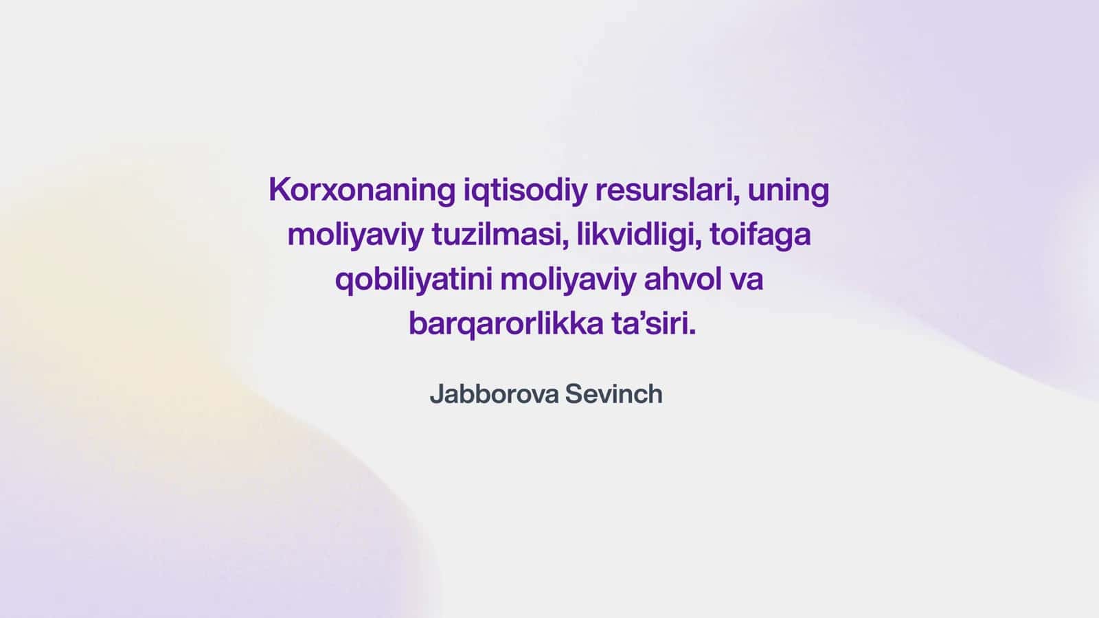 Korxonaning iqtisodiy resurslari, uning moliyaviy tuzilmasi, likvidligi, toifaga qobiliyatini moliyaviy ahvol va barqarorlikka ta’siri 1