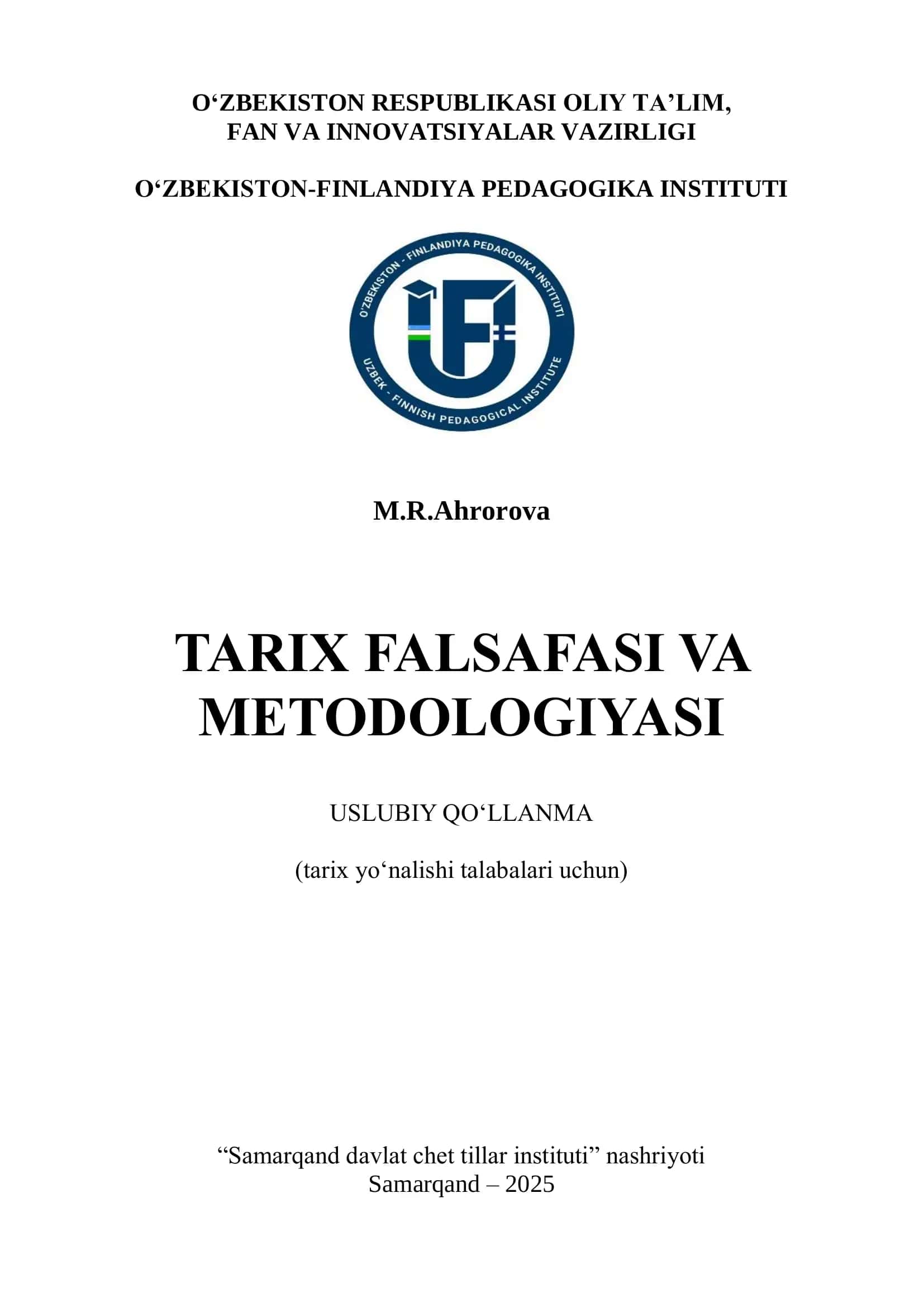 TARIX FALSAFASI VA METODOLOGIYASI 1