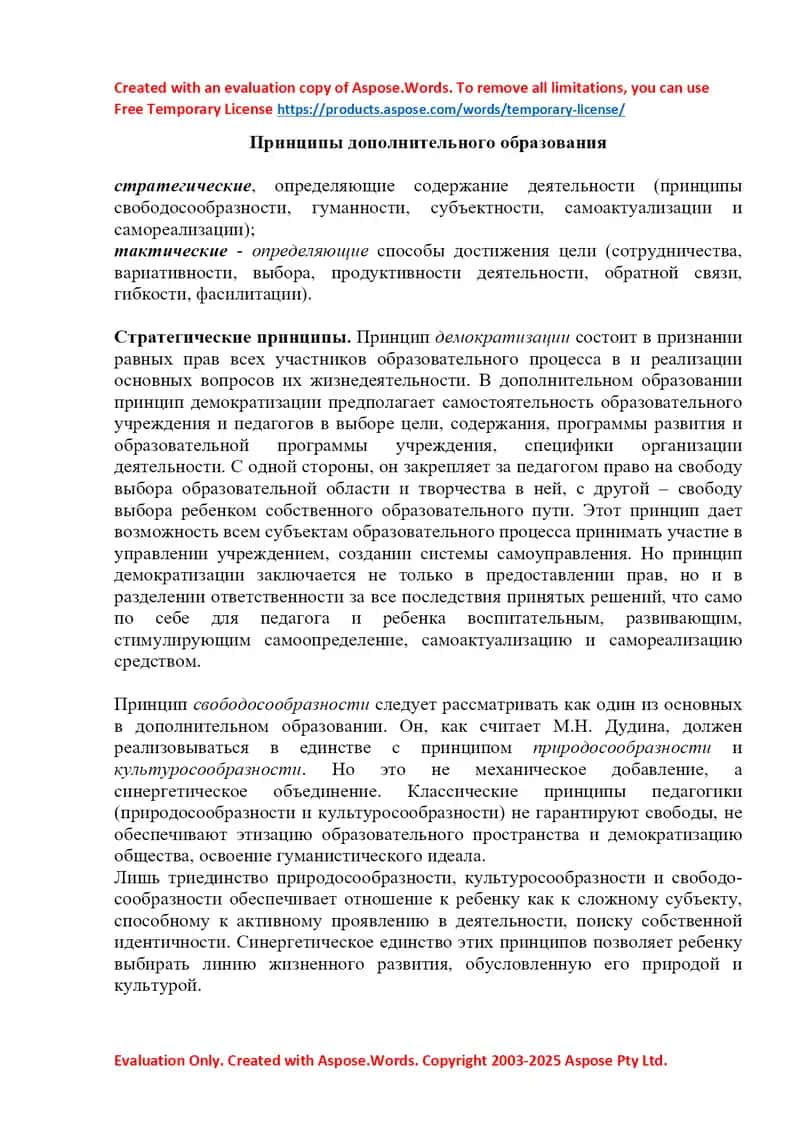 Принципы дополнительного образования 1