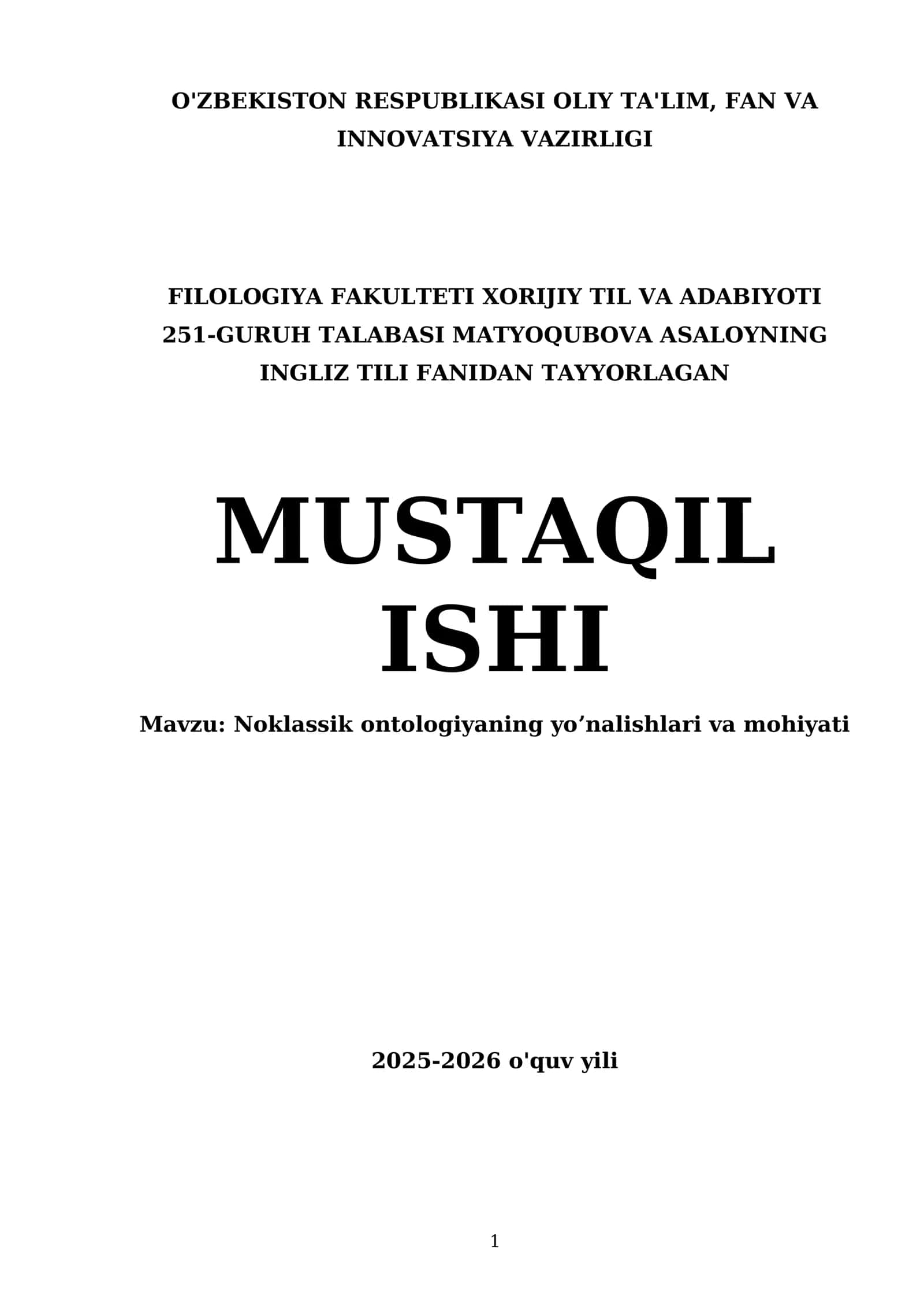MUSTAQIL ISHI INGLIZ TILI FANIDAN 1