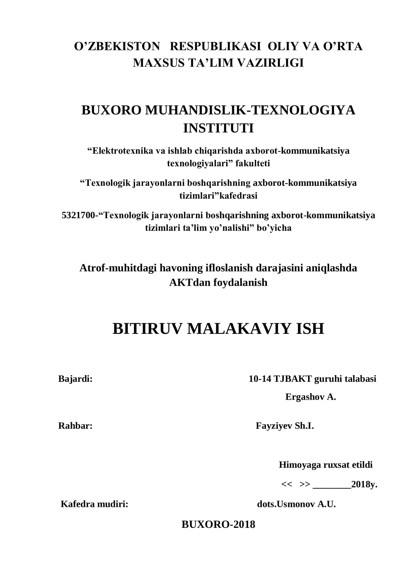 Texnologik jarayonlarni boshqarishning axborot-kommunikatsiya tizimlari ta’lim yo’nalishi 1