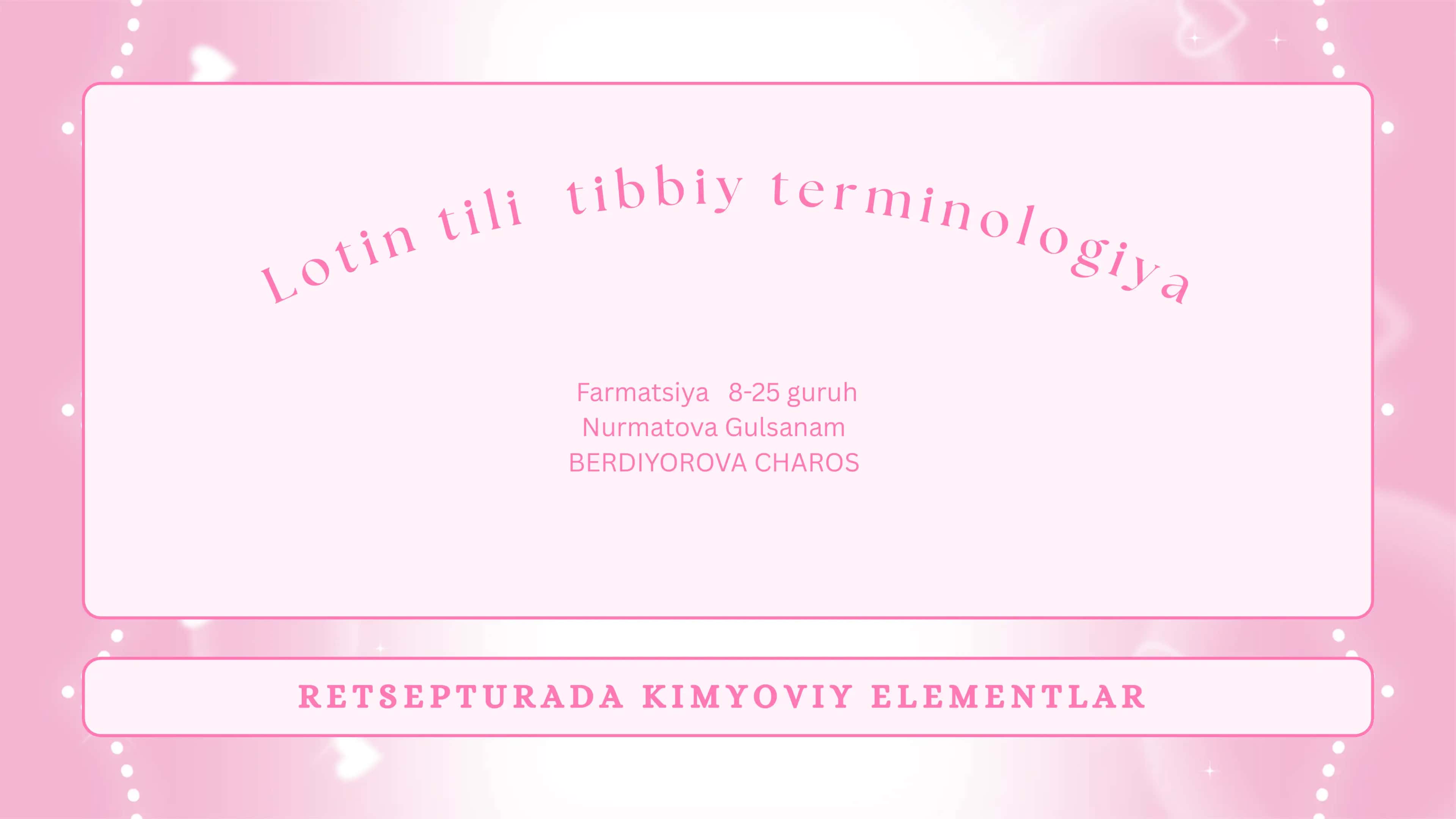 Kimyoviy elementlar Retsepturada 1