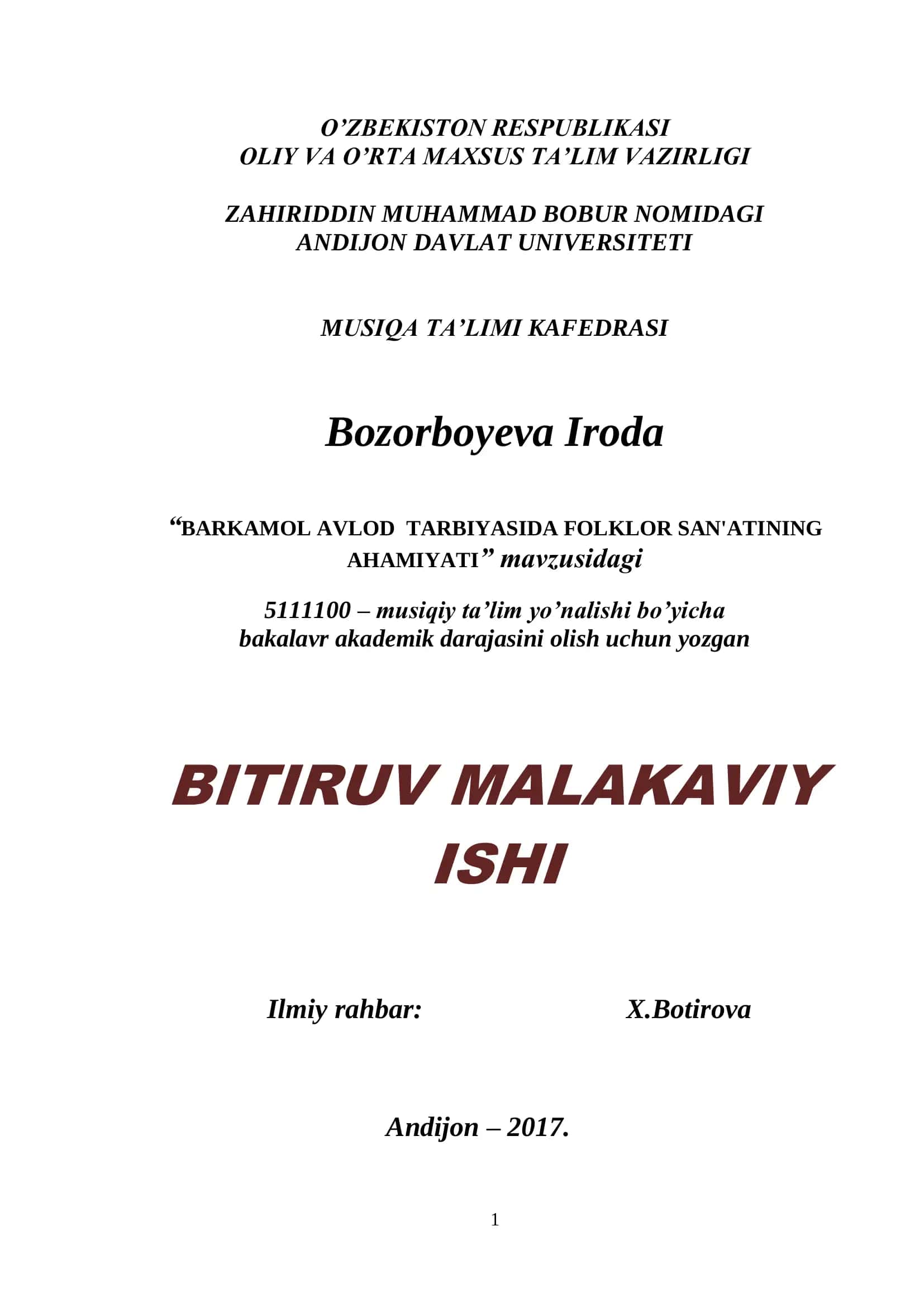 BARKAMOL AVLOD TARBIYASIDA FOLKLOR SAN'ATINING AHAMIYATI 1