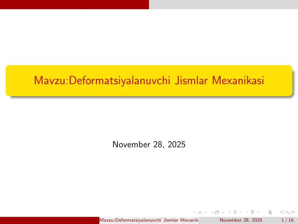 Deformatsiyalanuvchi Jismlar Mexanikasi 1