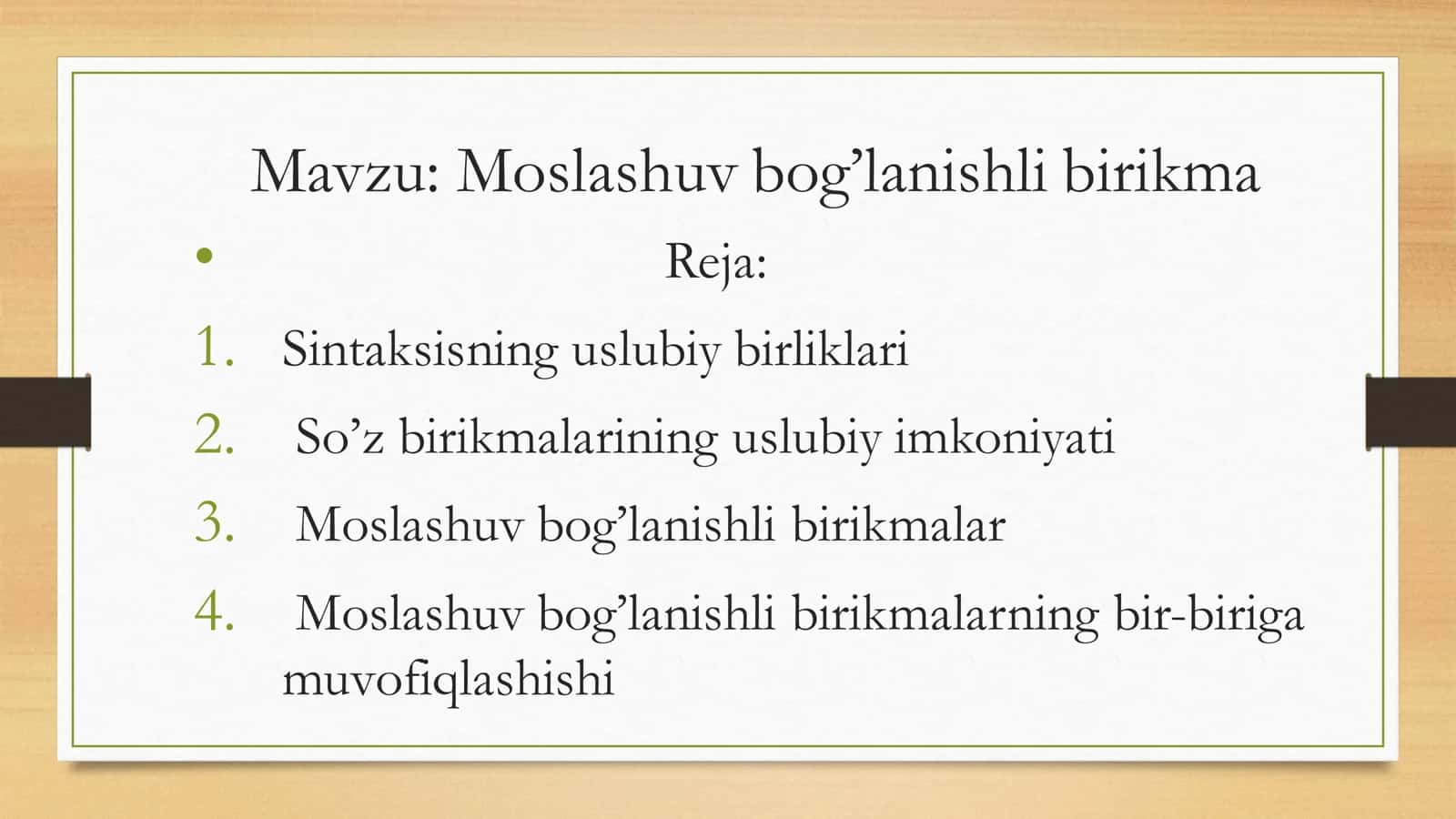 Moslashuv bog’lanishli birikma 1