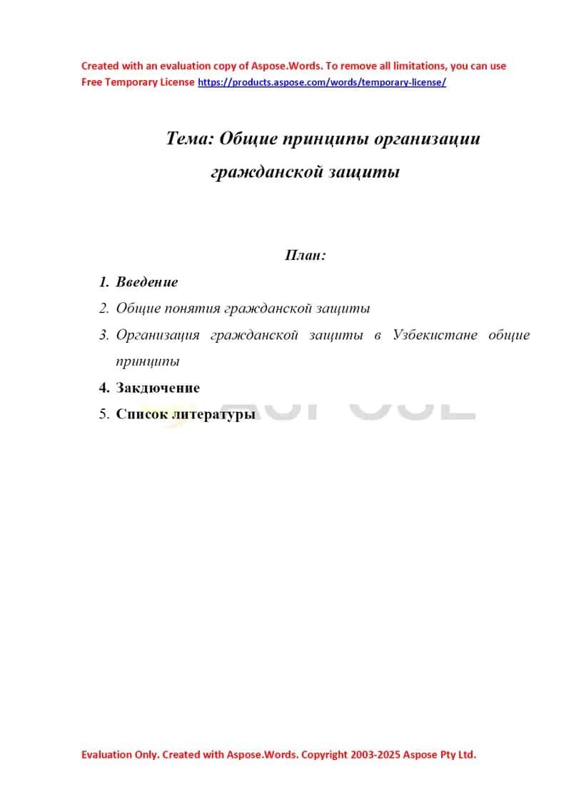 Общие принципы организации гражданской защиты реферат 1