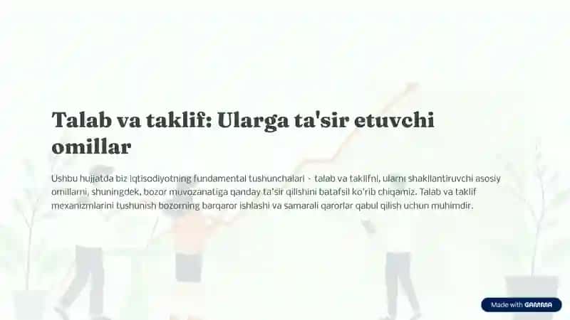 Talab va taklif ularga ta'sir etuvchi omillar 1