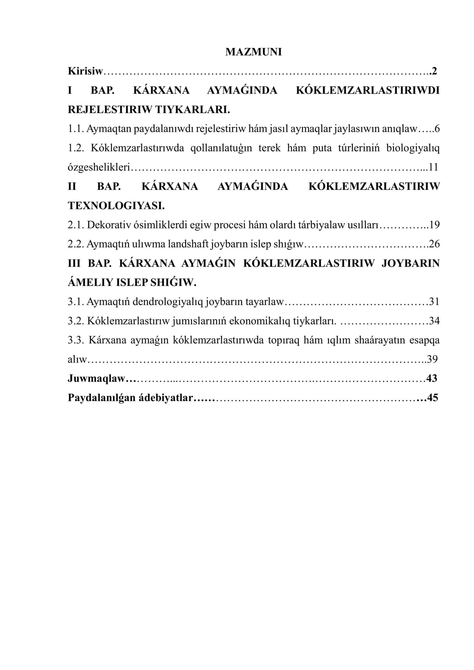 Kóklemzarlastiriw Texnologiyasi 1