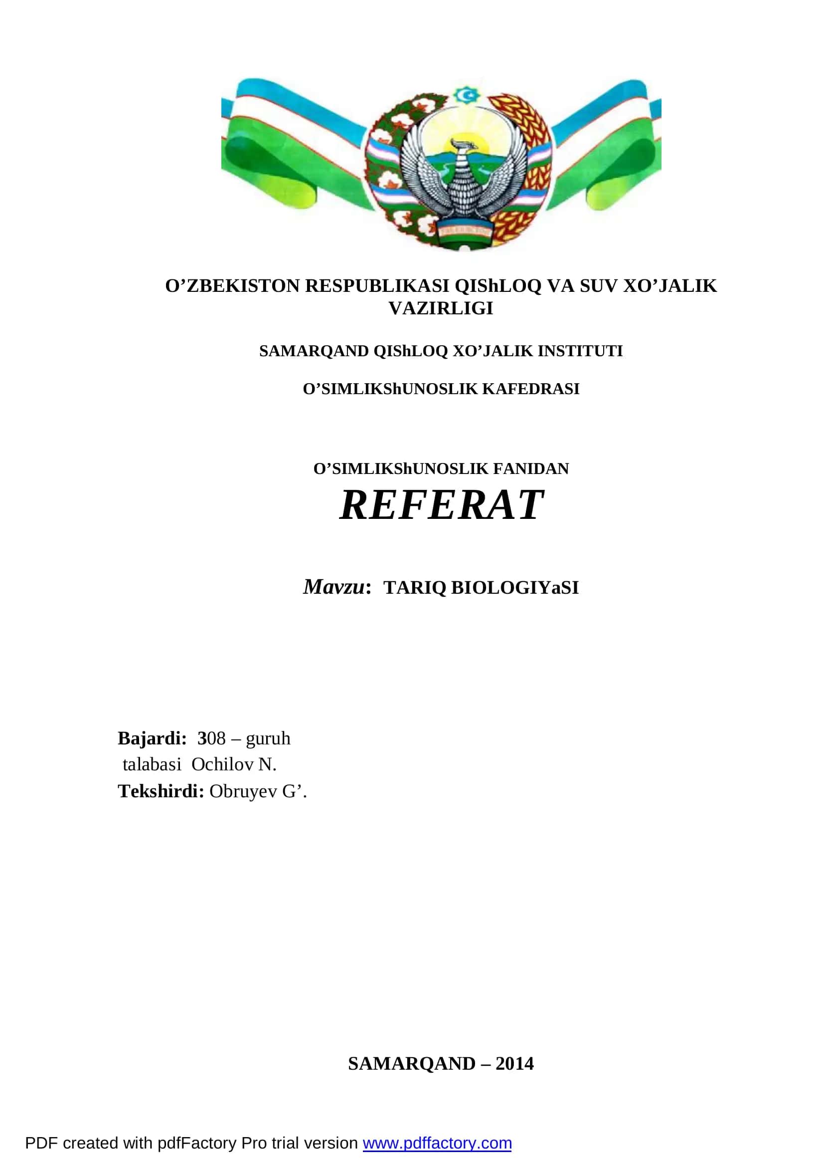 Tariq biologiyasi 1