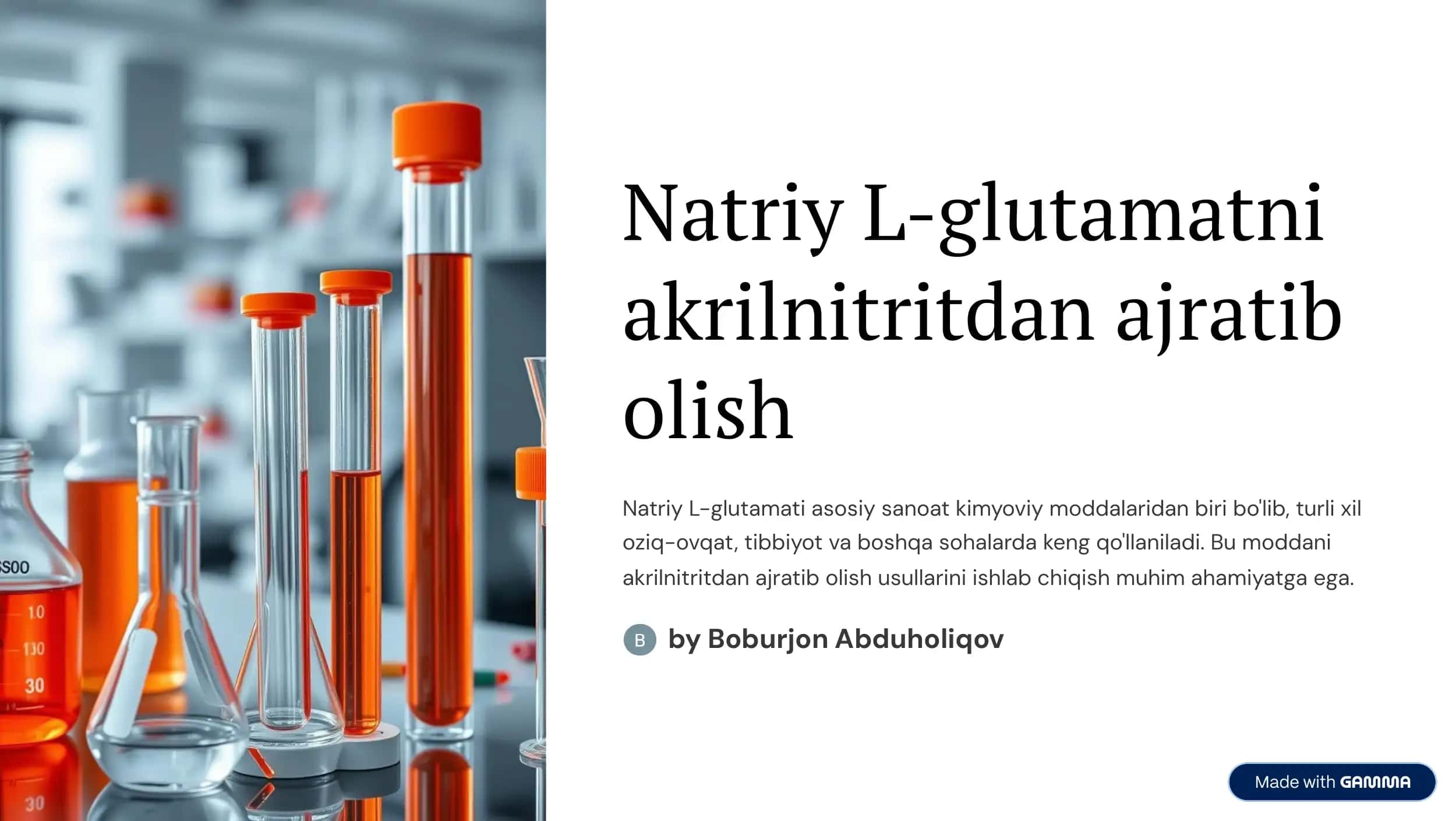 Natriy L-glutamatni akrelonitrildan ajratib olish 1