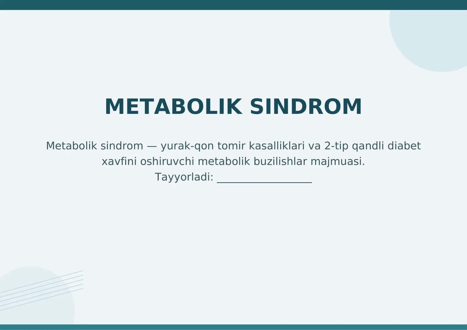 Metabolik sindrom 1