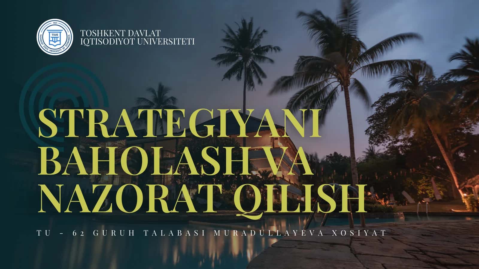 STRATEGIYANI BAHOLASH VA NAZORAT QILISH 1