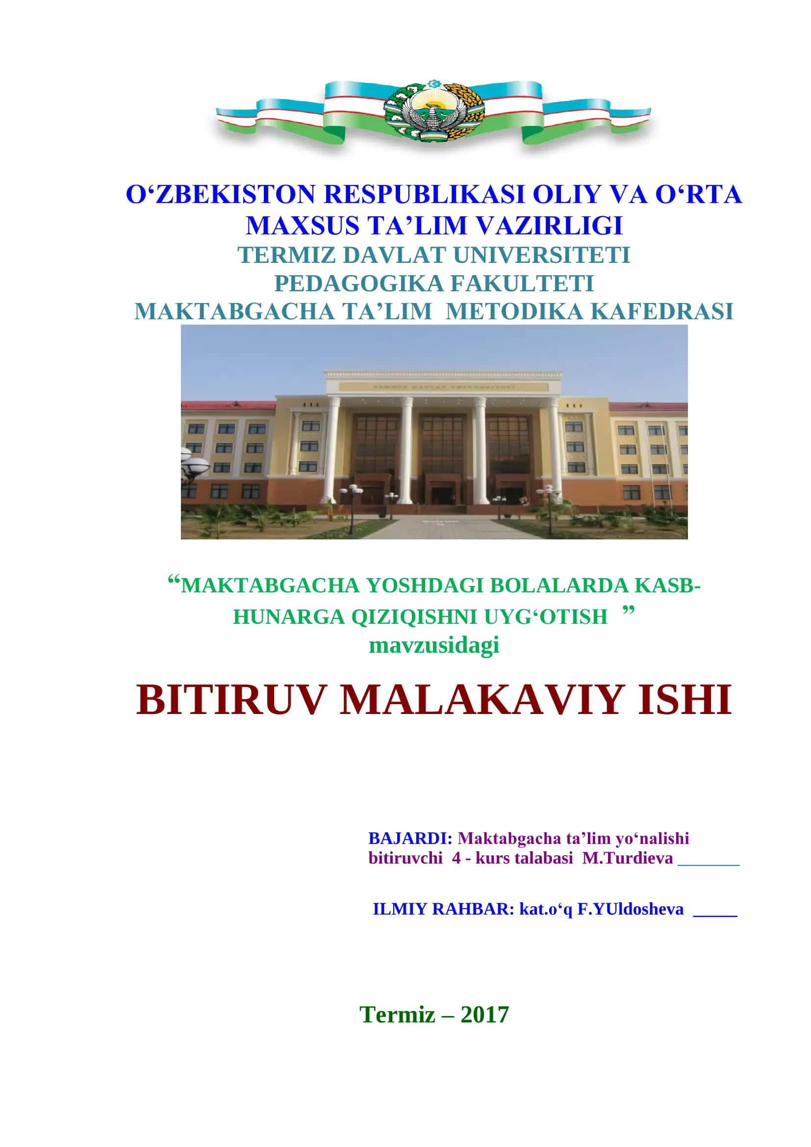 MAKTABGACHA YOSHDAGI BOLALARDA KASB-HUNARGA QIZIQISHNI UYG‘OTISH 1