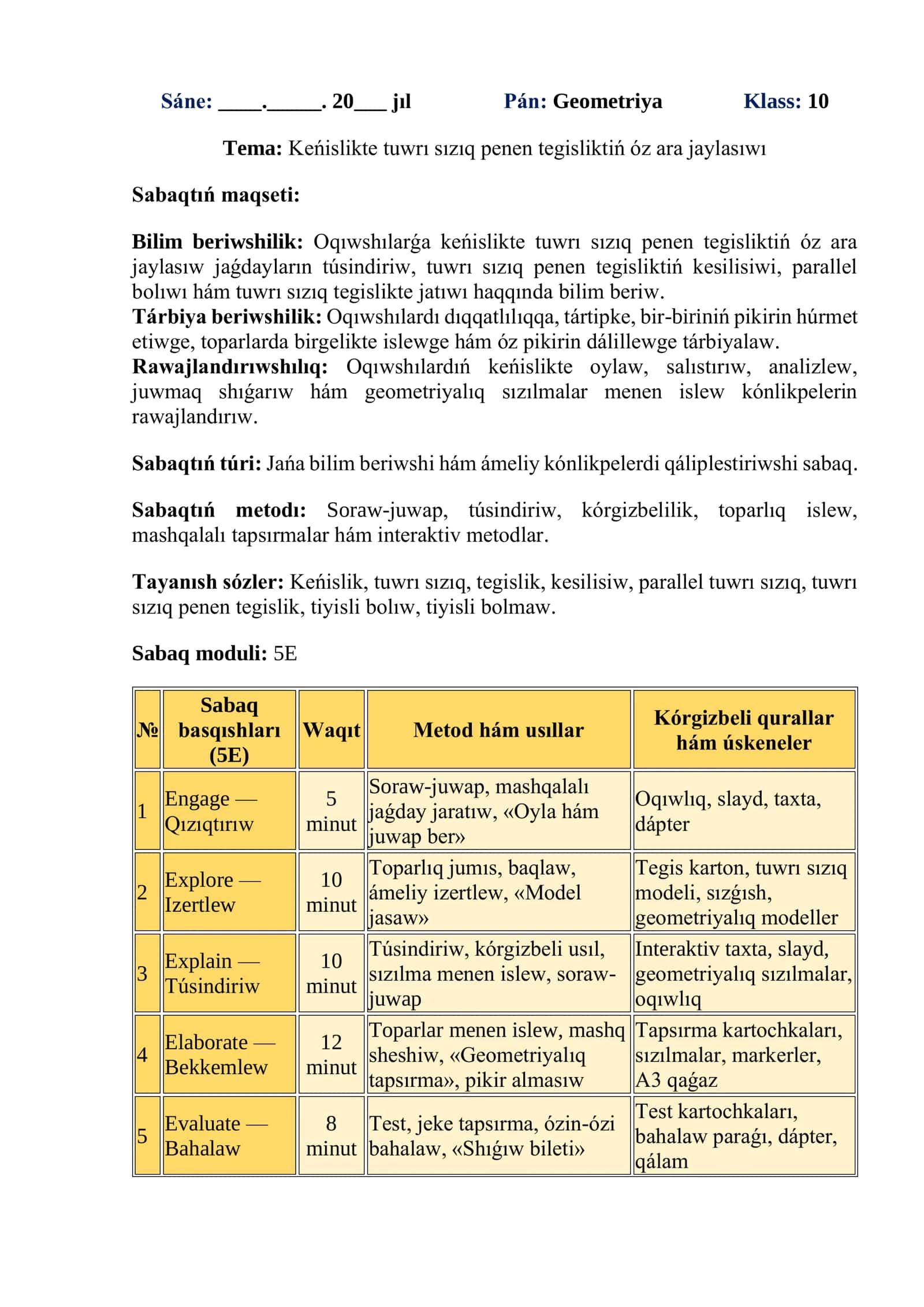 Geometriya Sabaq 1