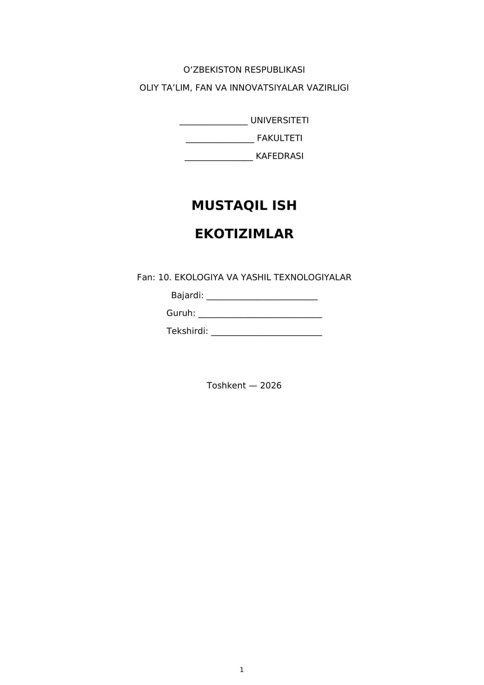 Ekotizimlar 1