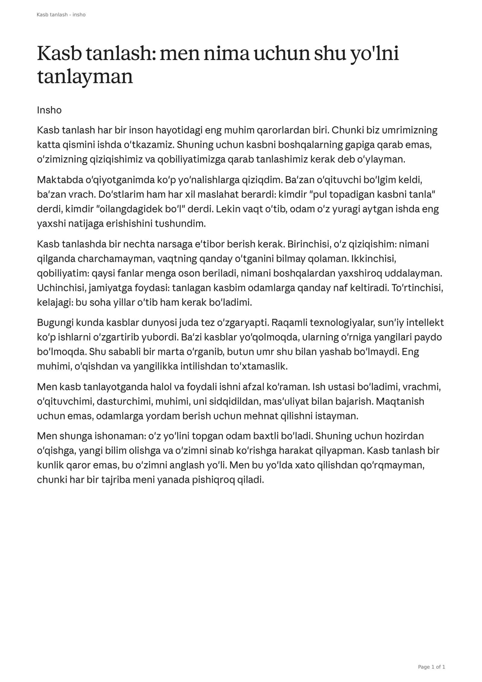 Kasb Tanlash 1