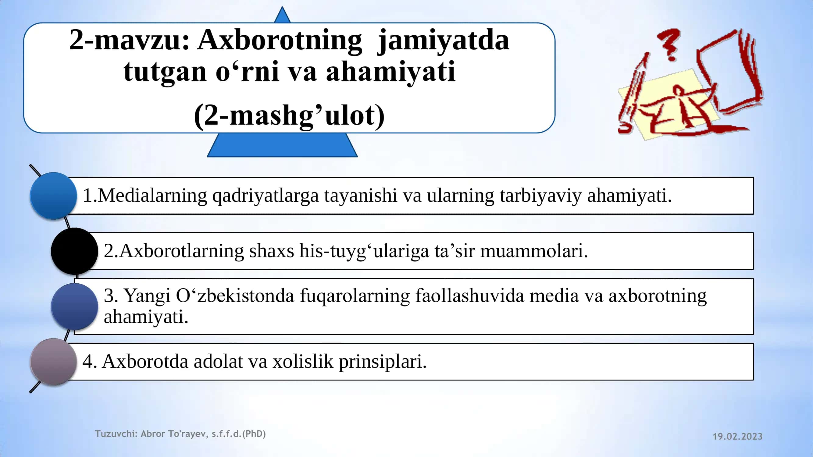 Axborotning jamiyatda tutgan o„rni va ahamiyati 1