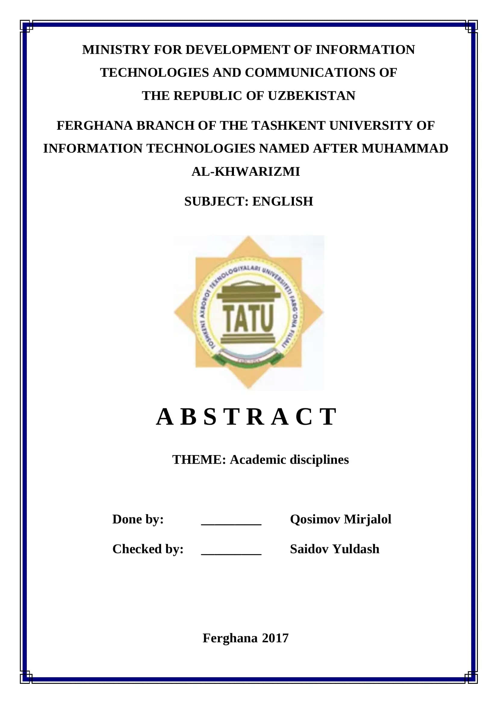 ACADEMIC DISCIPLINES 1
