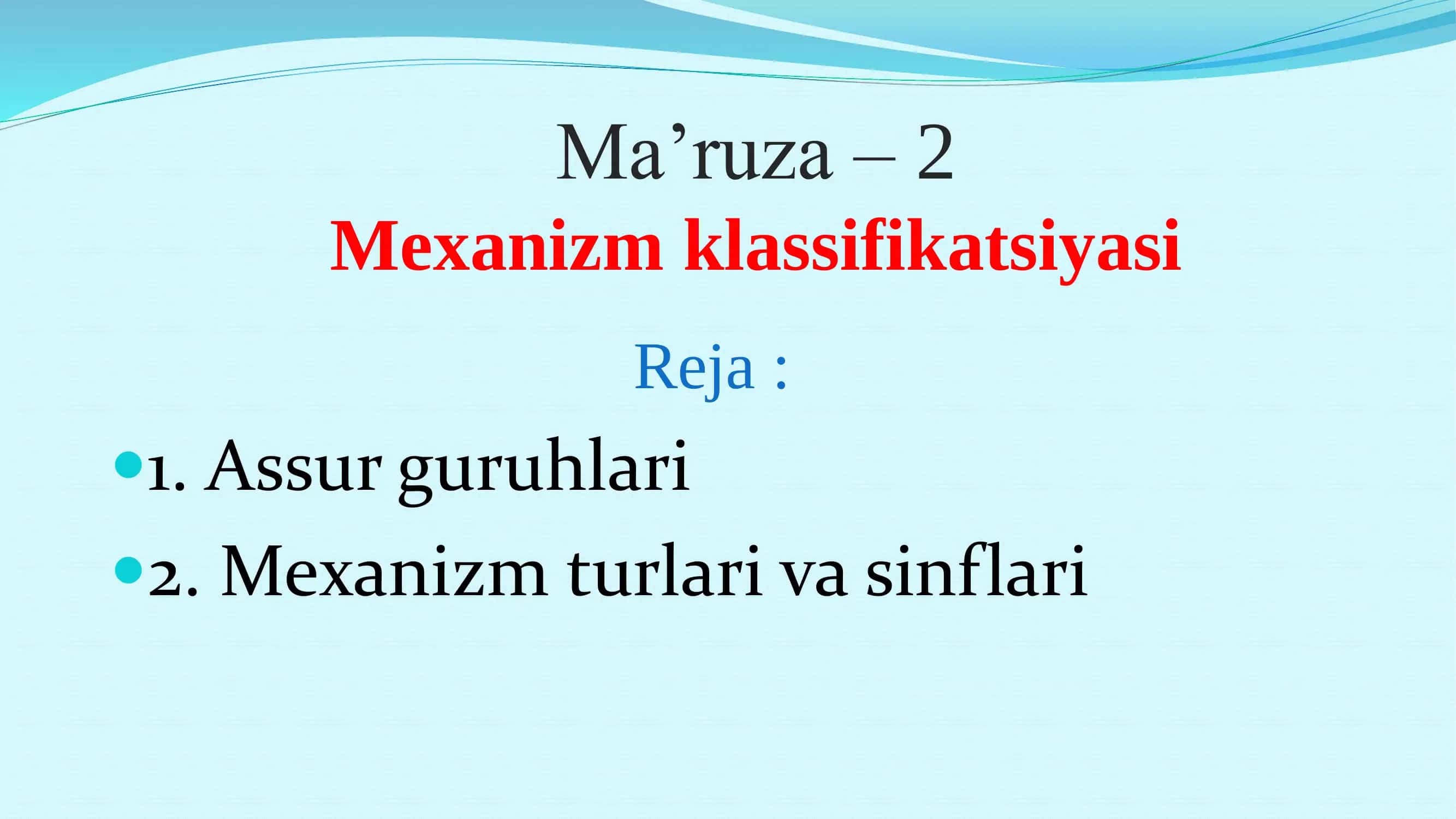 Mexanizm klassifikatsiyasi 1