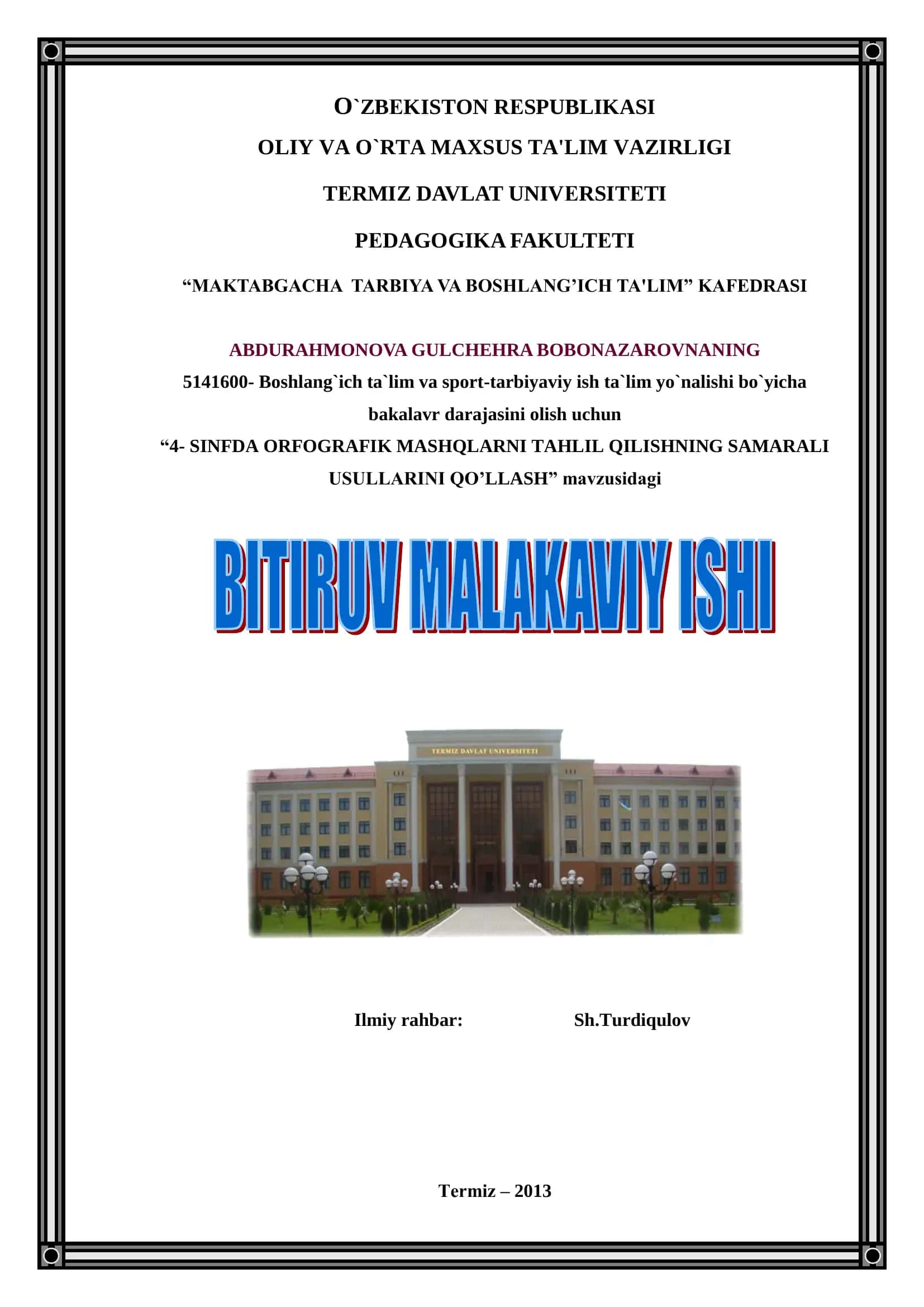 4-SINFDA ORFOGRAFIK MASHQLARNI TAHLIL QILISHNING SAMARALI USULLARINI QO’LLASH 1