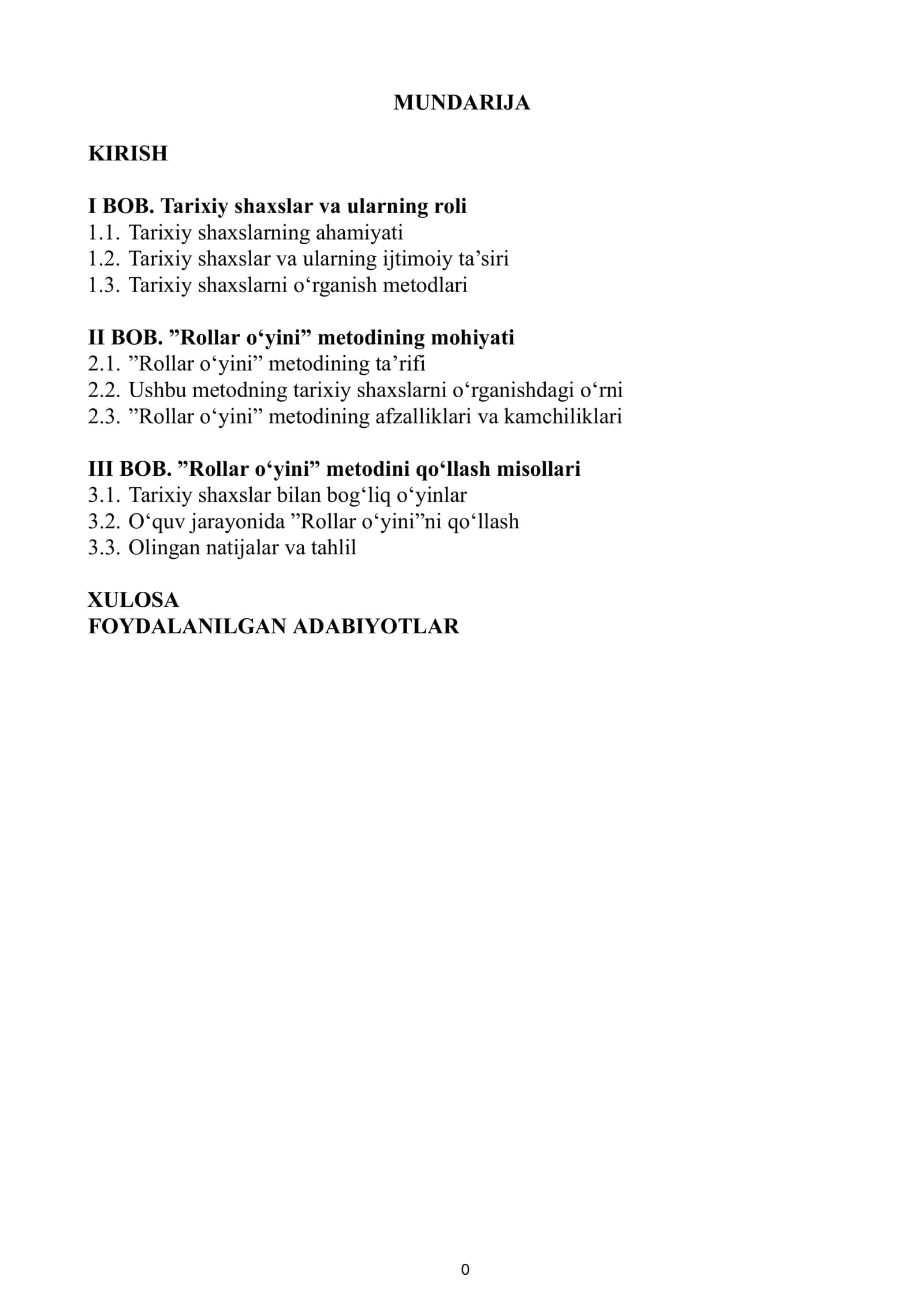 Kurs ishining maqsadi va vazifalari 1