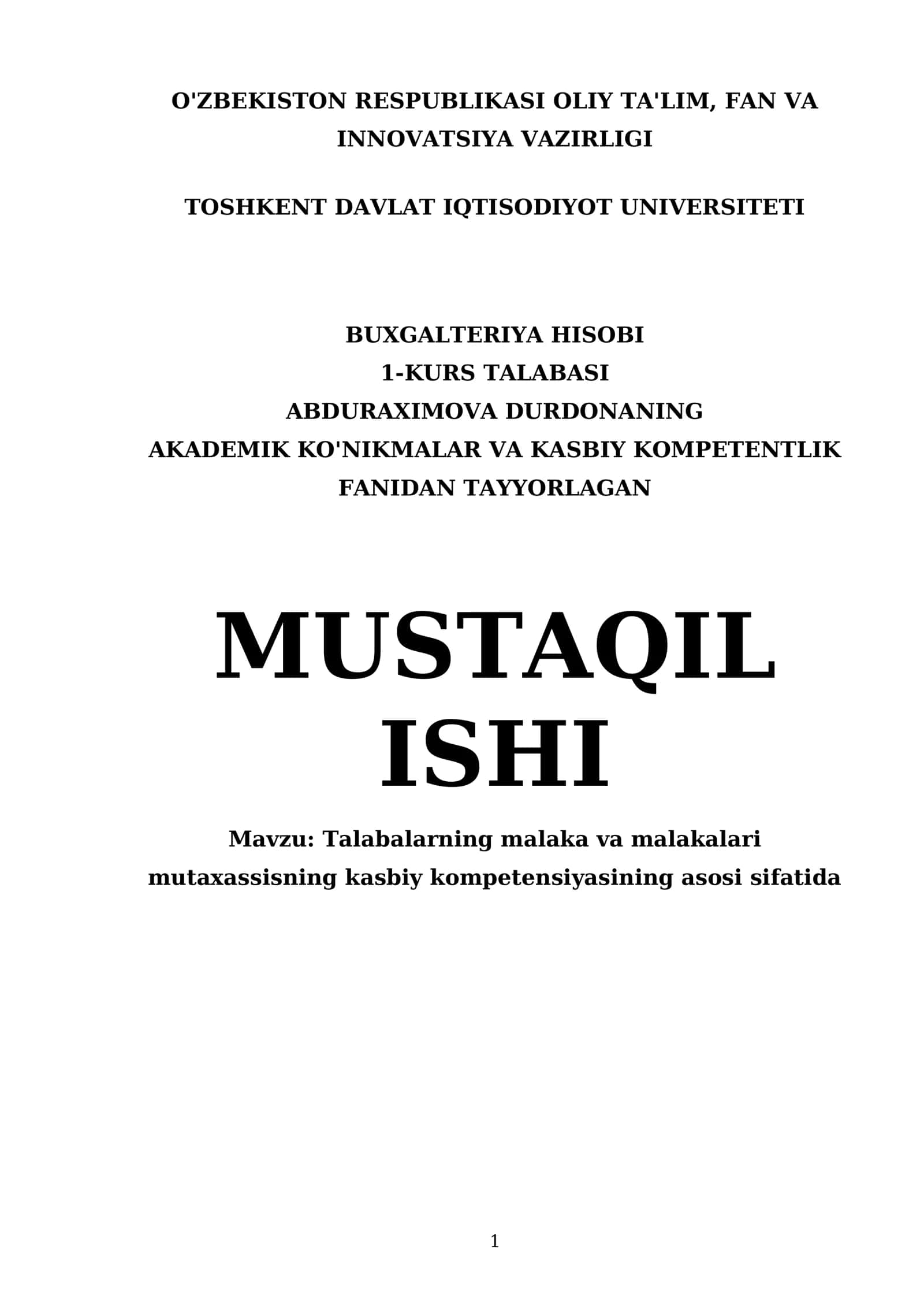 Talabalarning malaka va malakalari 1