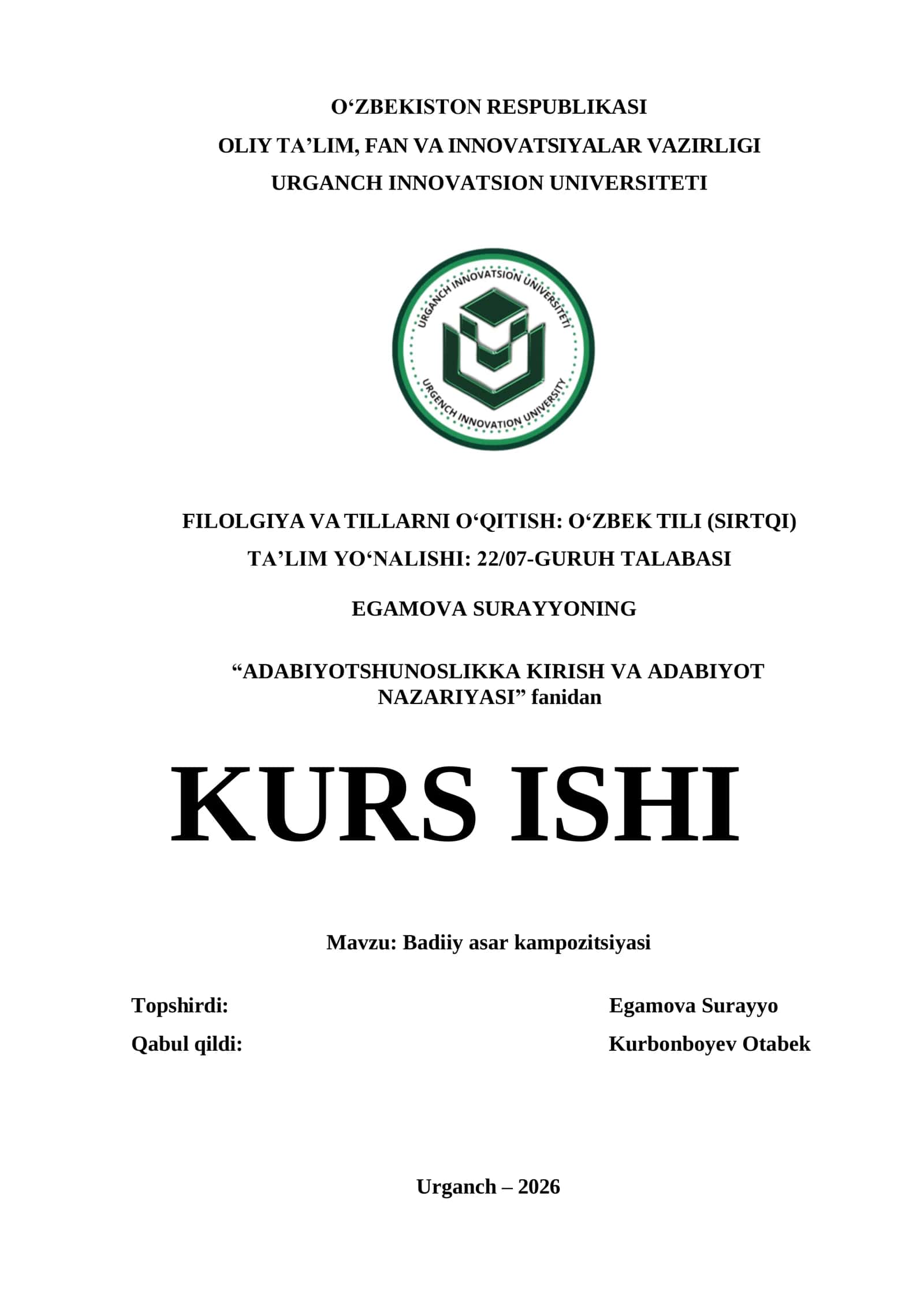 BADIIY ASAR KOMPOZITSIYASI 1