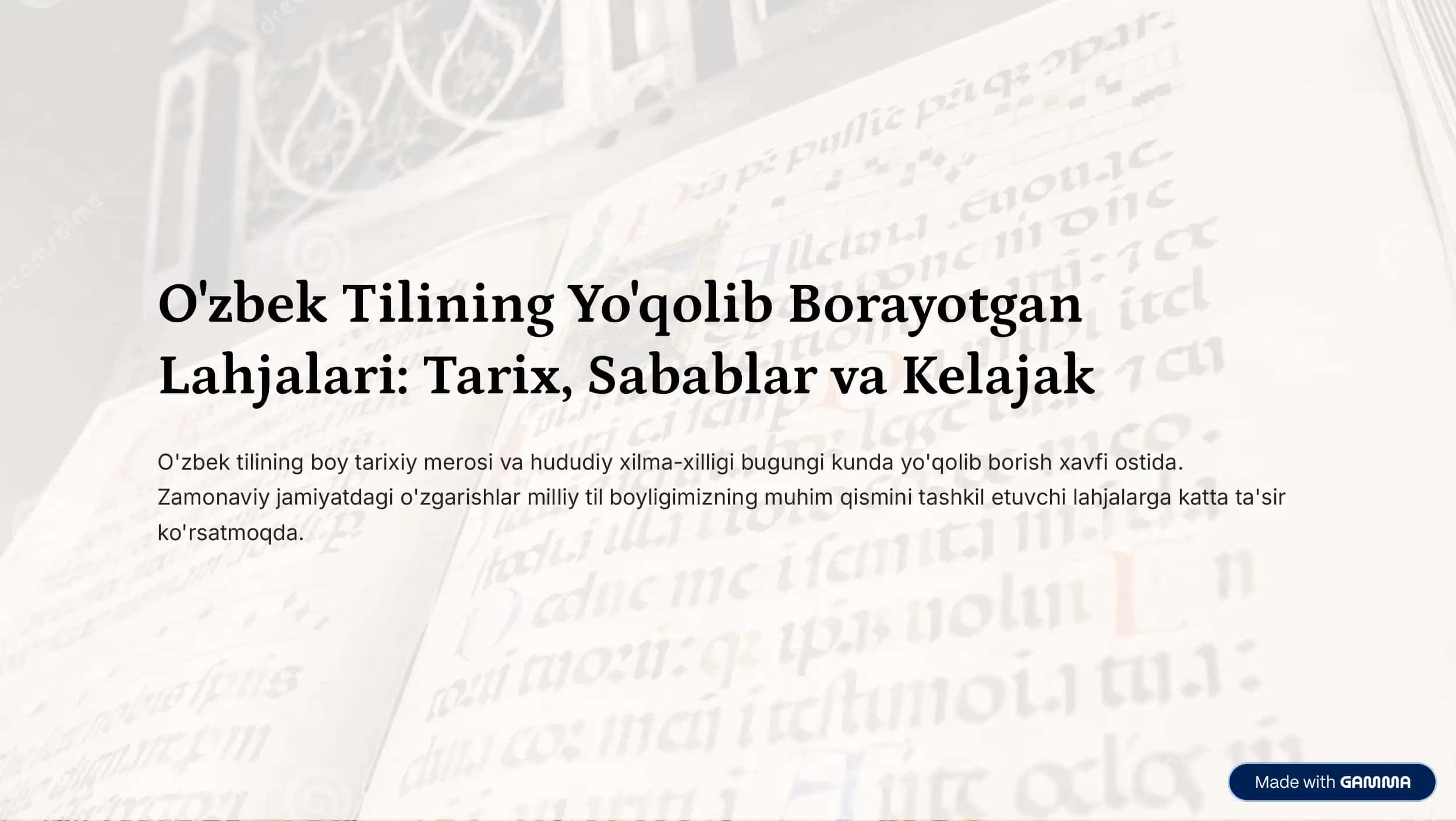 O'zbek Tilining Yo'qolib Borayotgan Lag'jalari 1