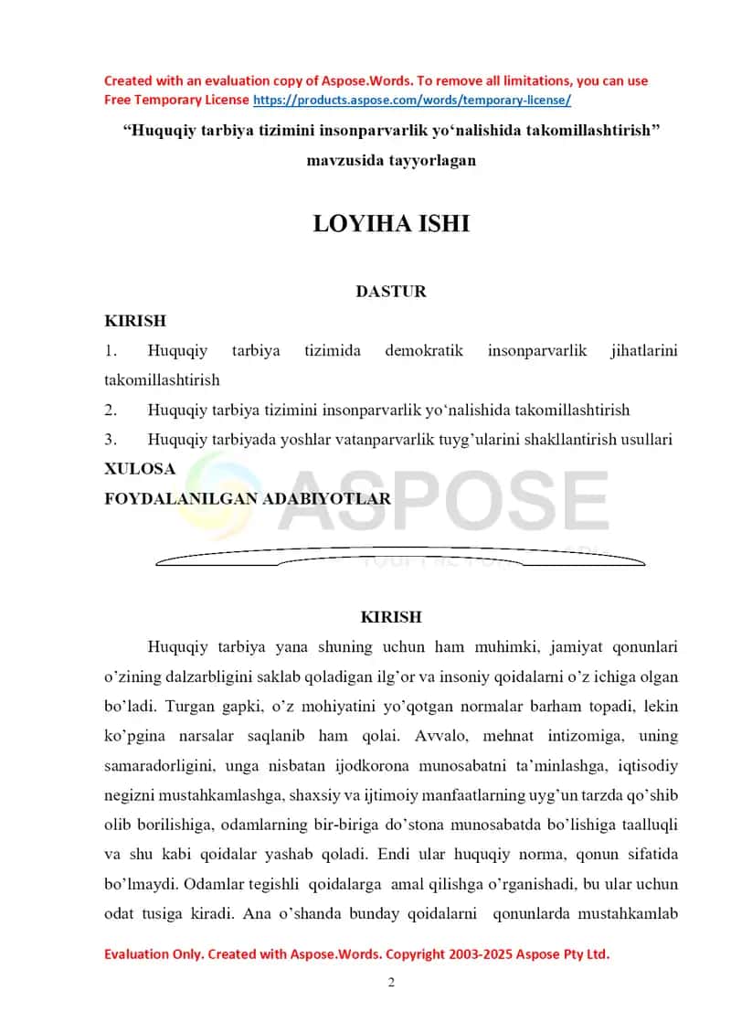 Huquqiy tarbiya tizimini insonparvarlik yoʻnalishida takomillashtirish 1