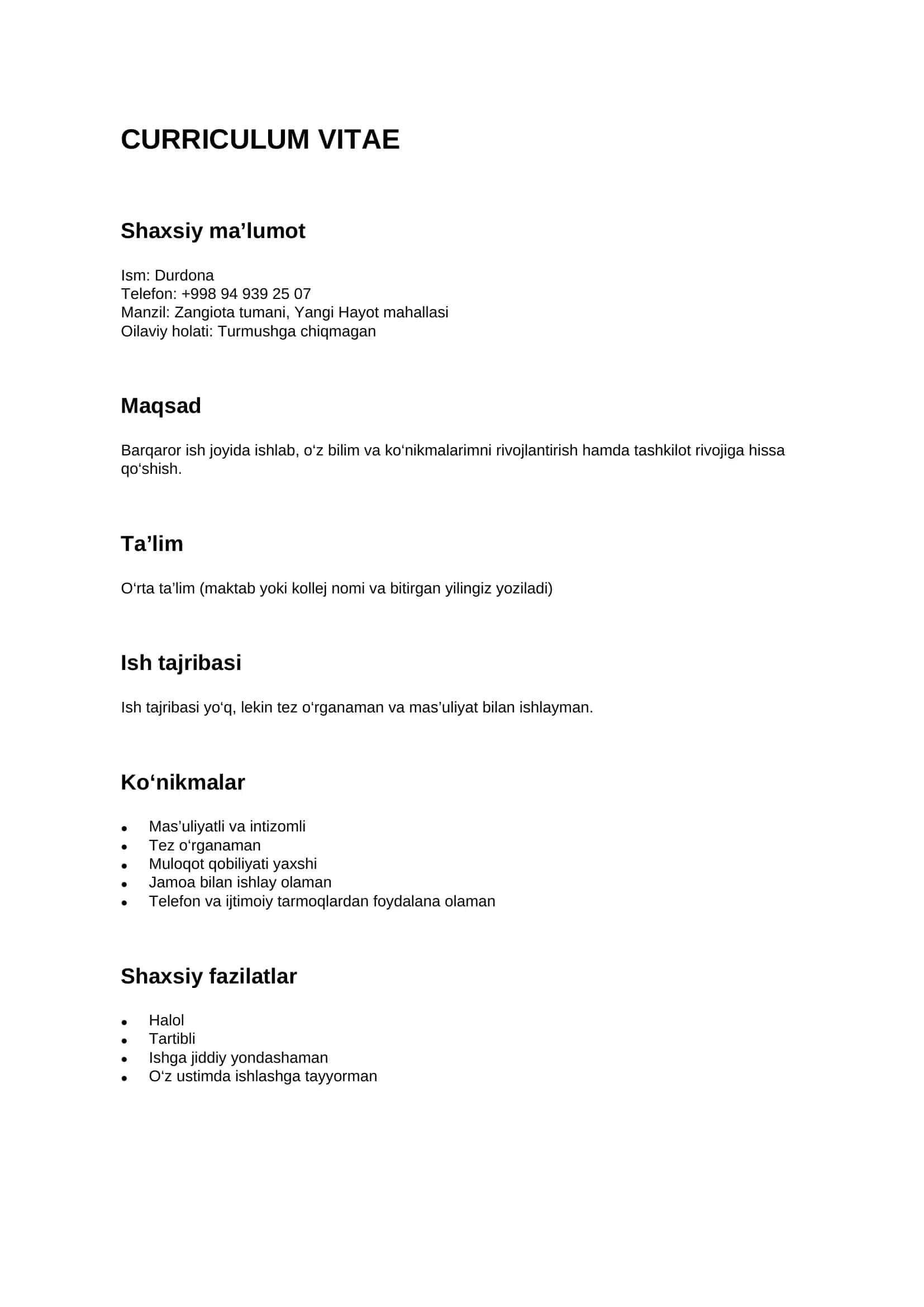 CURRICULUM VITAE 1