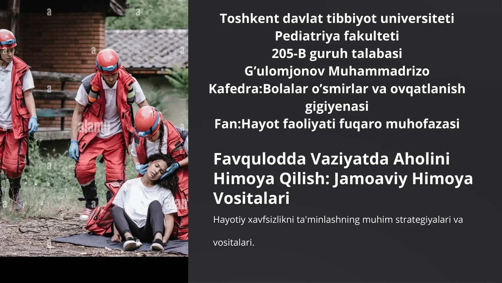 Favqulodda Vaziyatda Aholini Himoya Qilish: Jamoaviy Himoya Vositalari 1