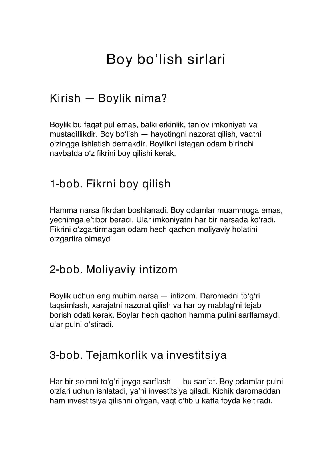 Boy bo‘lish sirlari 1