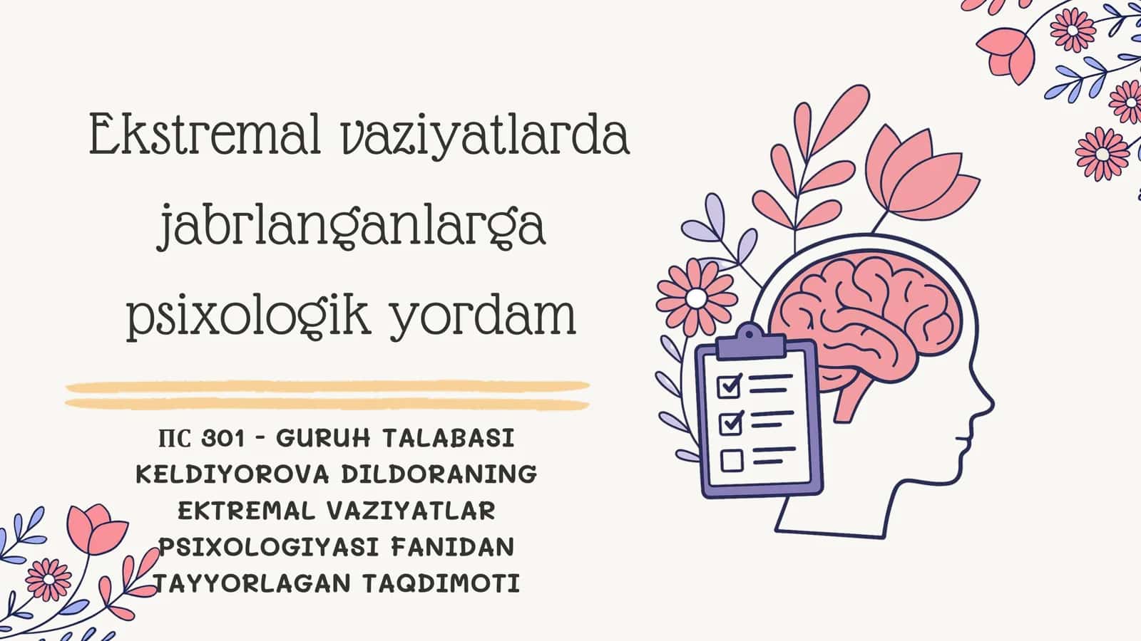 EKTREMAL VAZIYATLAR PSIXOLOGIYASI 1