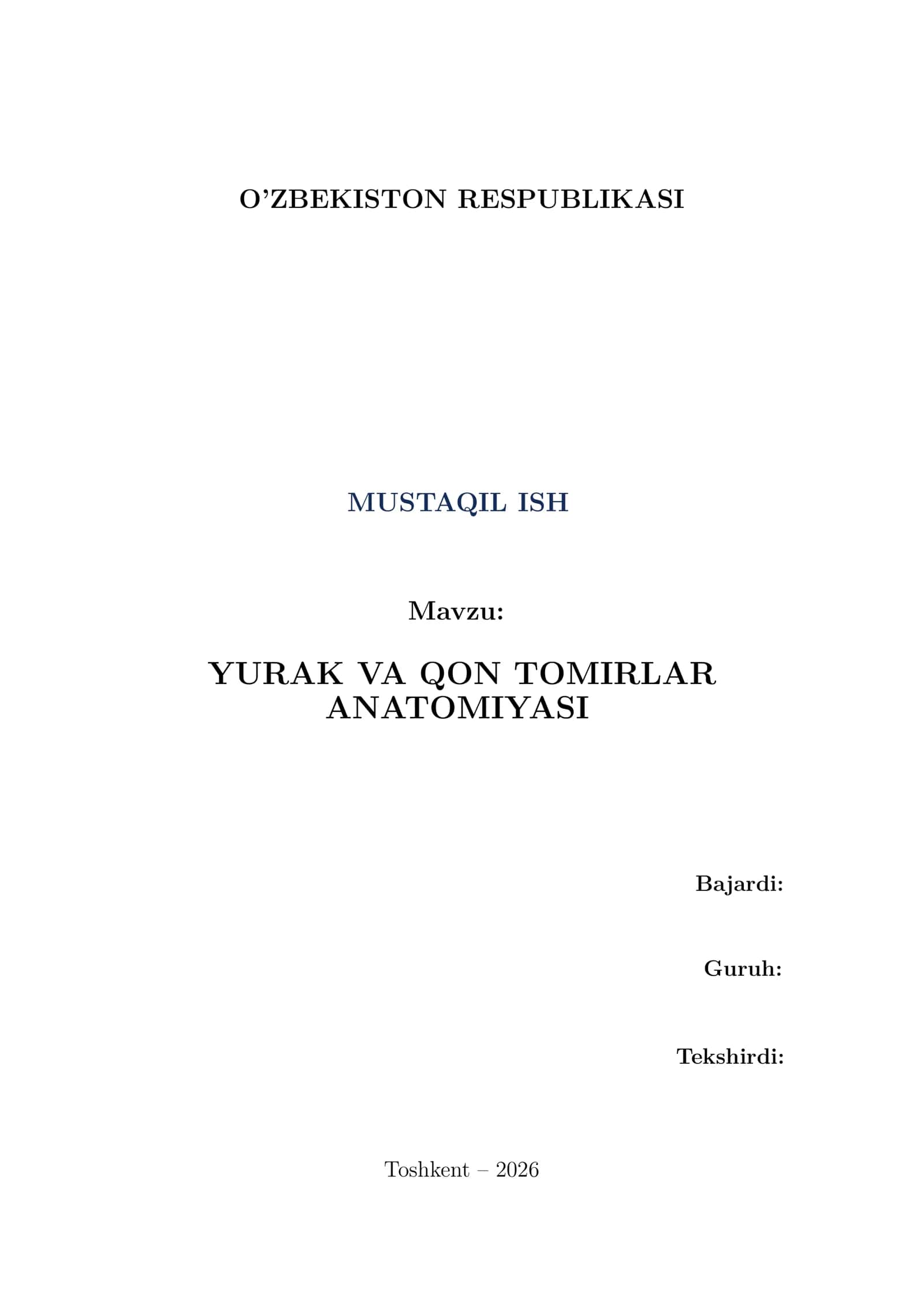 YURAK VA QON TOMIRLAR ANATOMIYASI 1
