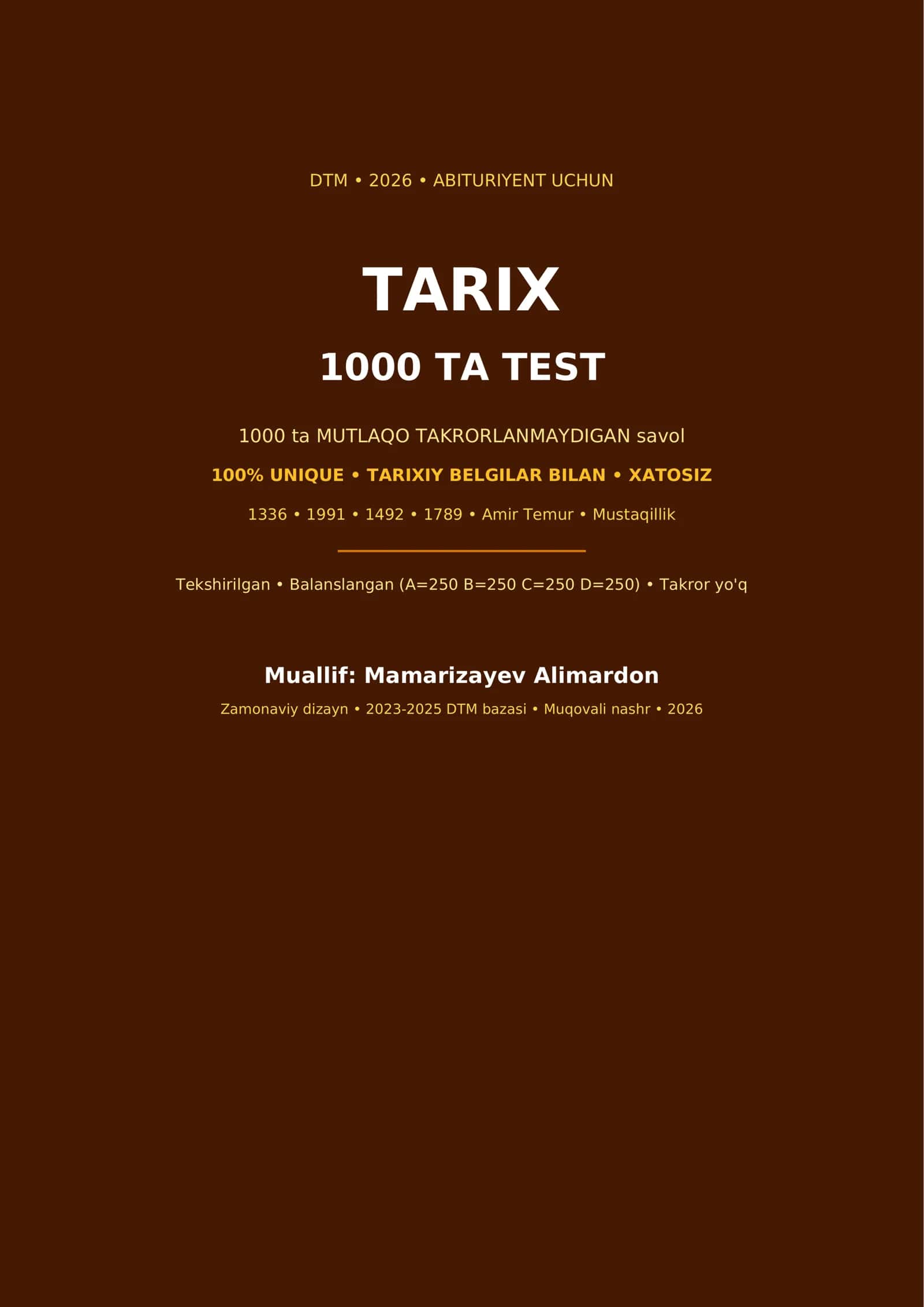 DTM Tarix 1000 ta test 2026 1