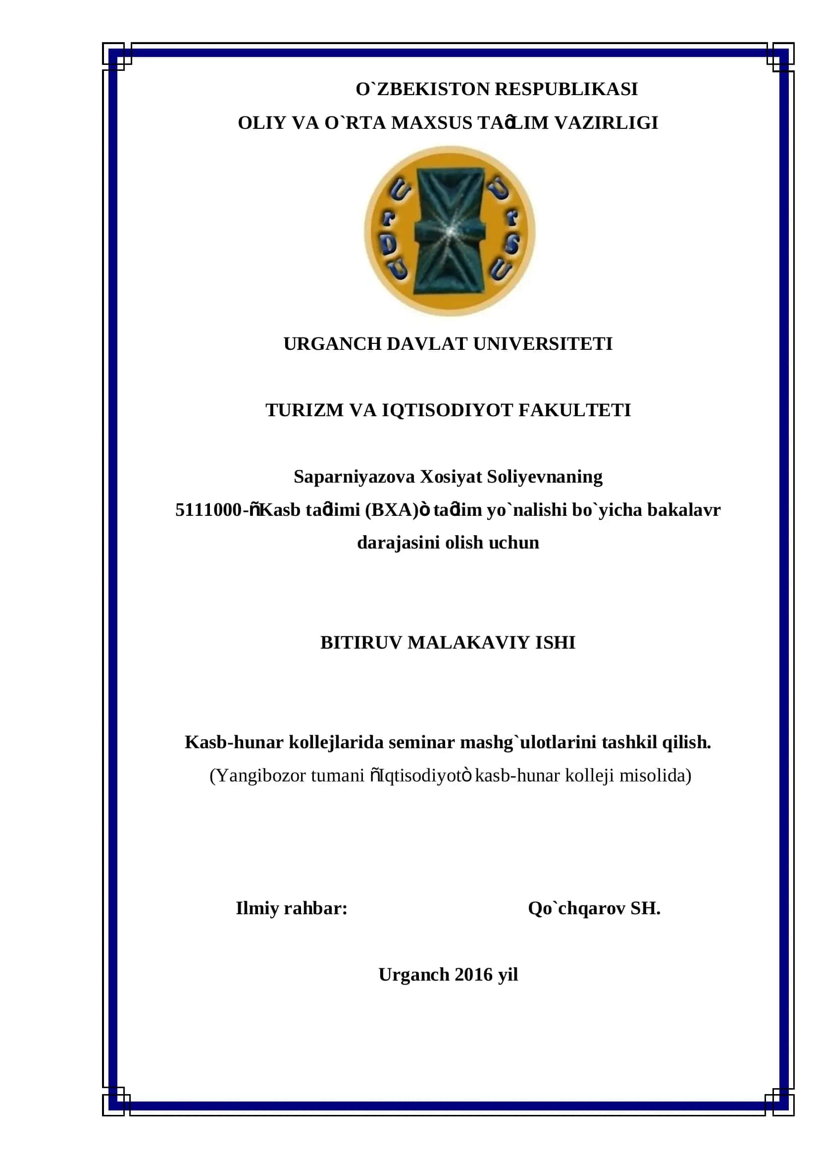 Seminar mashg`ulotlarini tashkil qilish 1