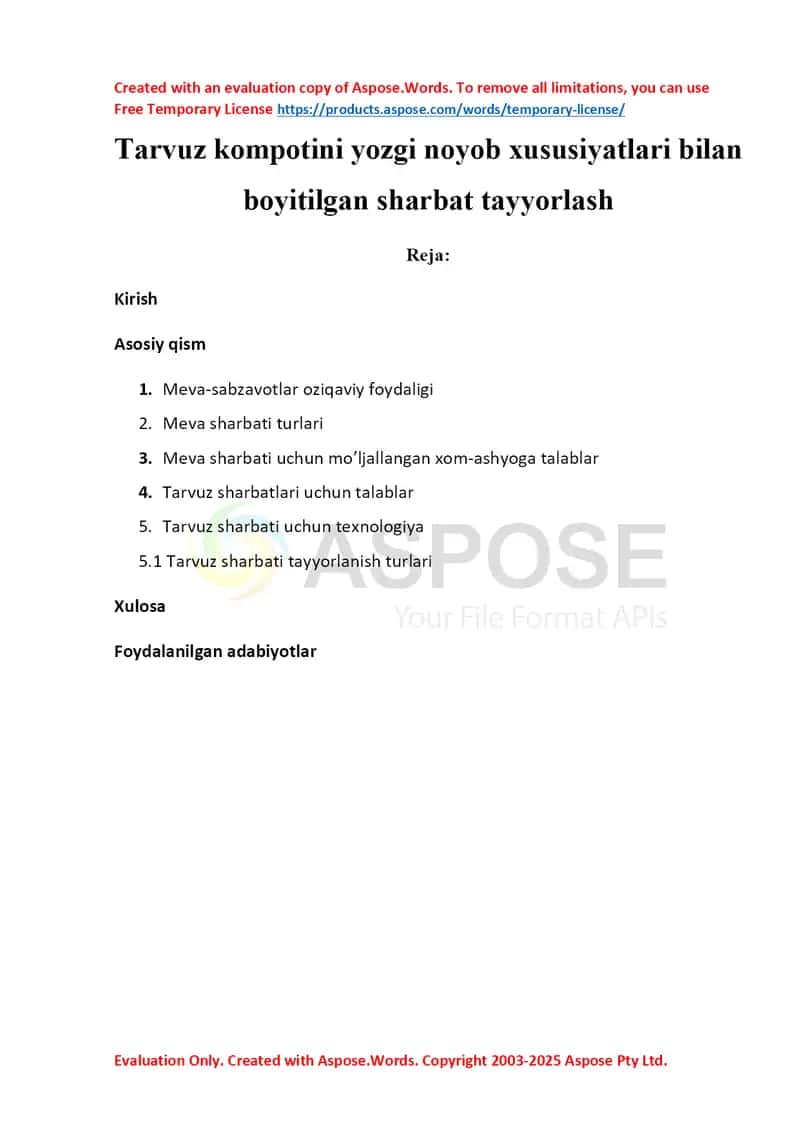 Tarvuz kompotining yozgi noyob xushboy tamli sharbatini tayyorlash 1