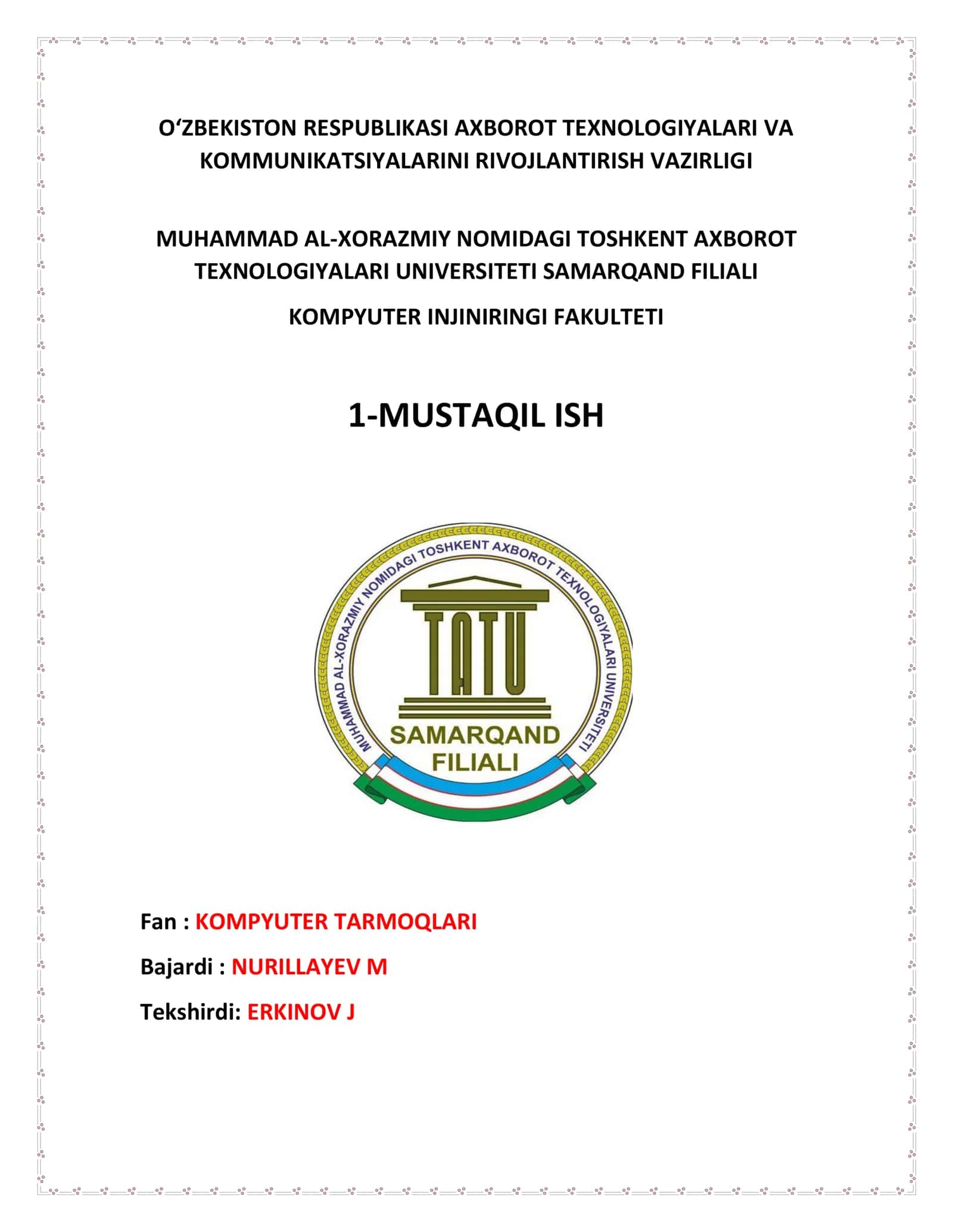 KOMPYUTER TARMOQLARI 1