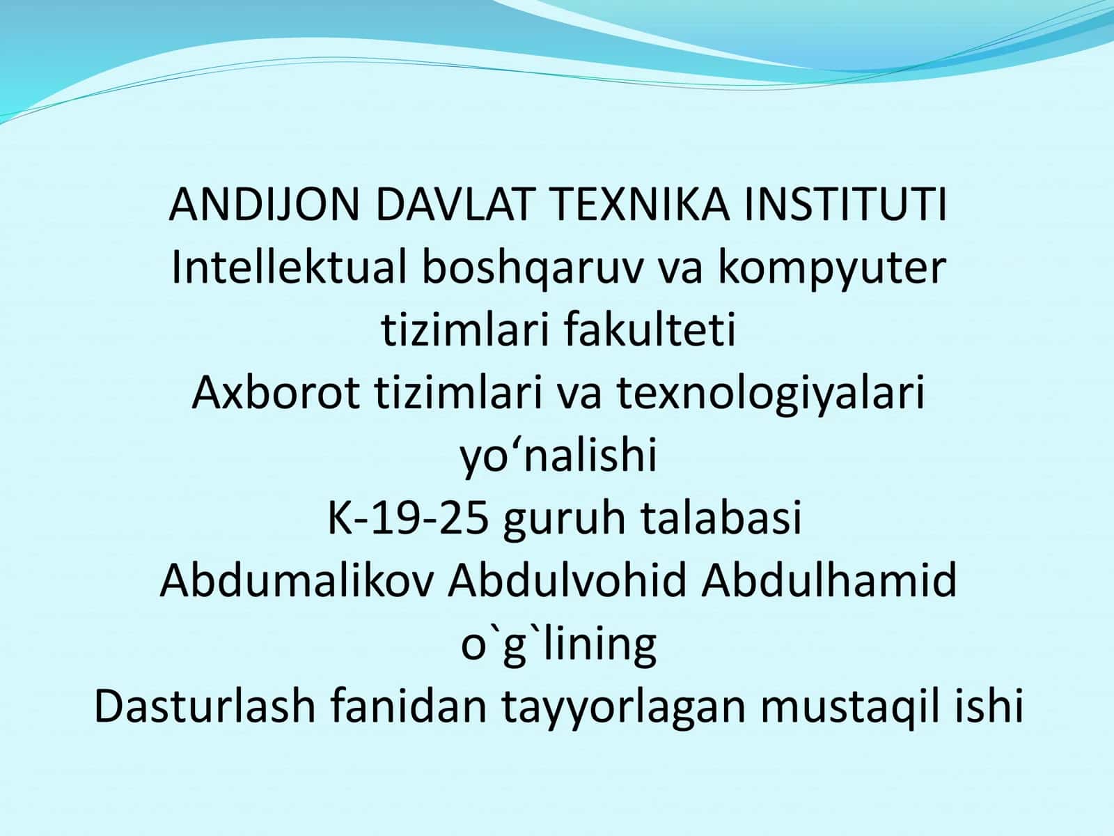 Intellektual boshqaruv va kompyuter tizimlari fakulteti 1