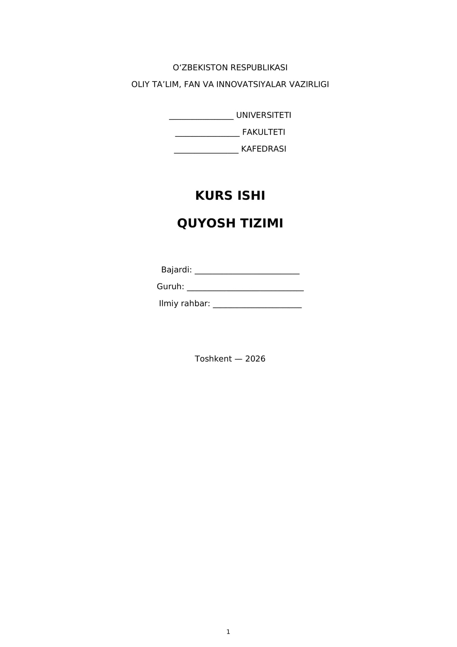QUYOSH TIZIMI 1