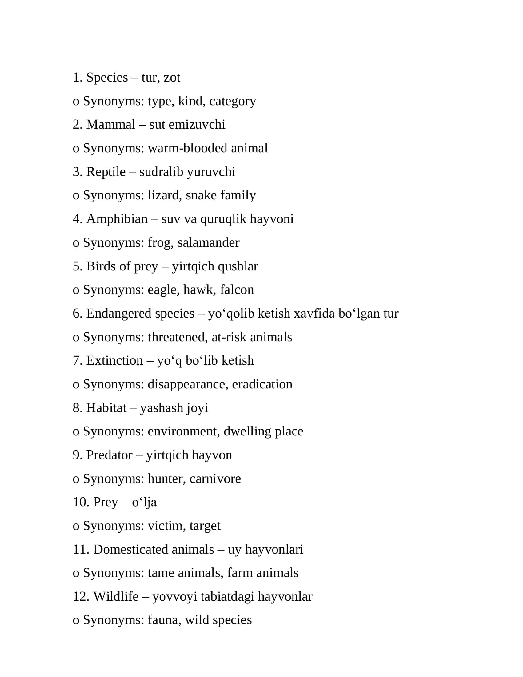 Vertebrates 1