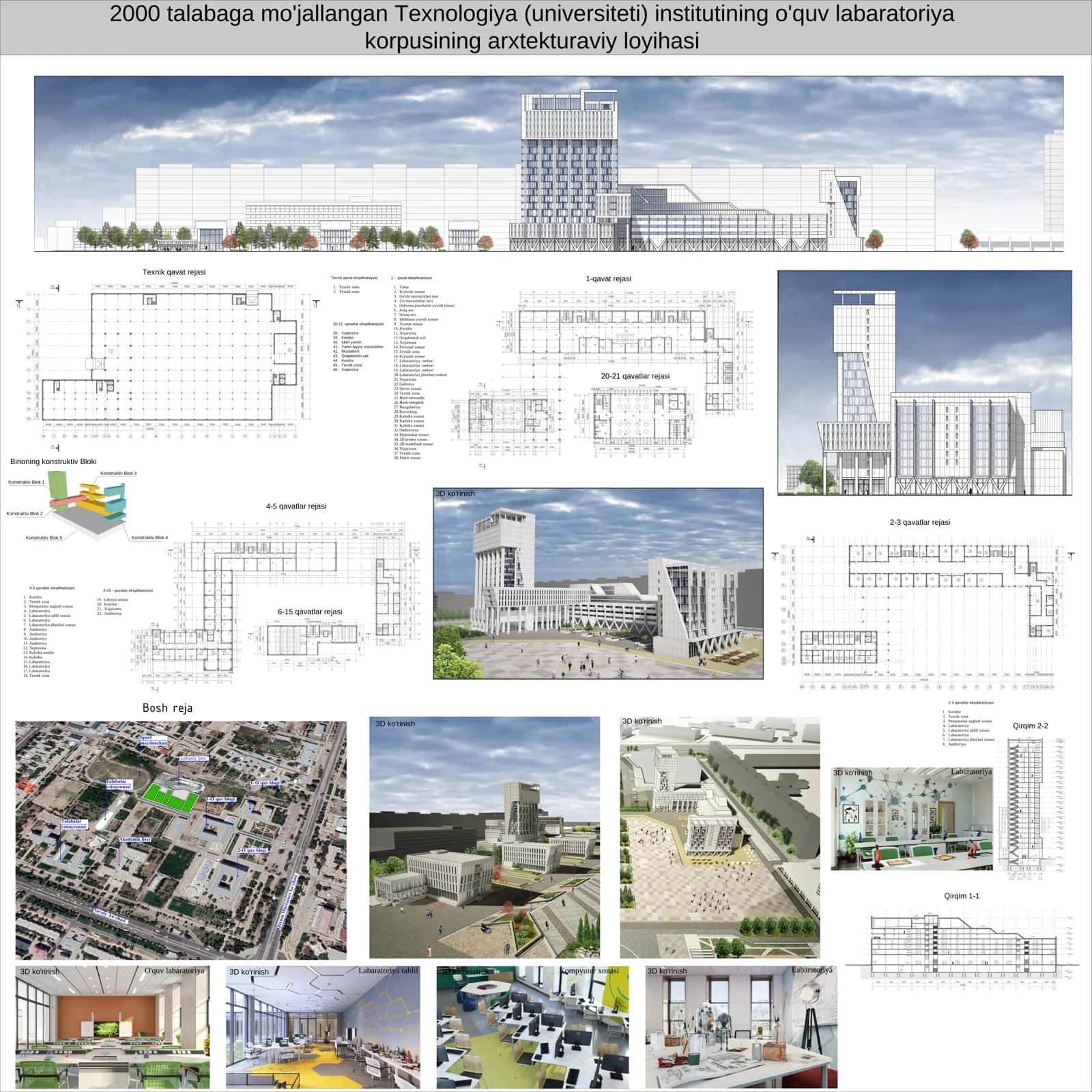2000 Talabaga Mo‘ljallangan Texnologiya Universiteti O‘quv-Laboratoriya Korpusining Arxitekturaviy Loyihasi 1