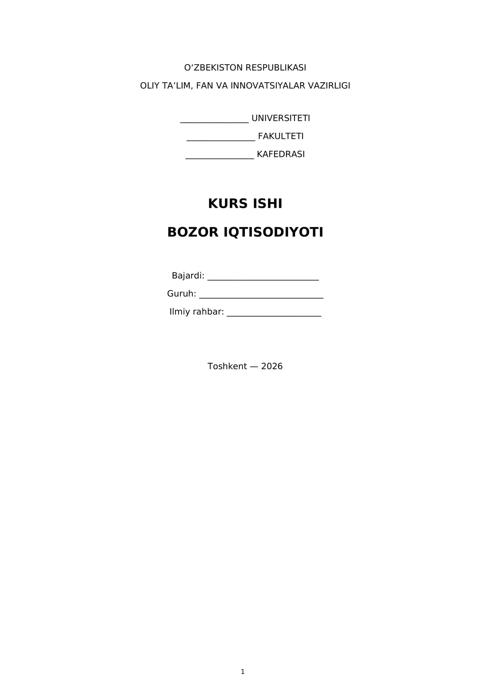 Bozor Iqtisodiyoti 1
