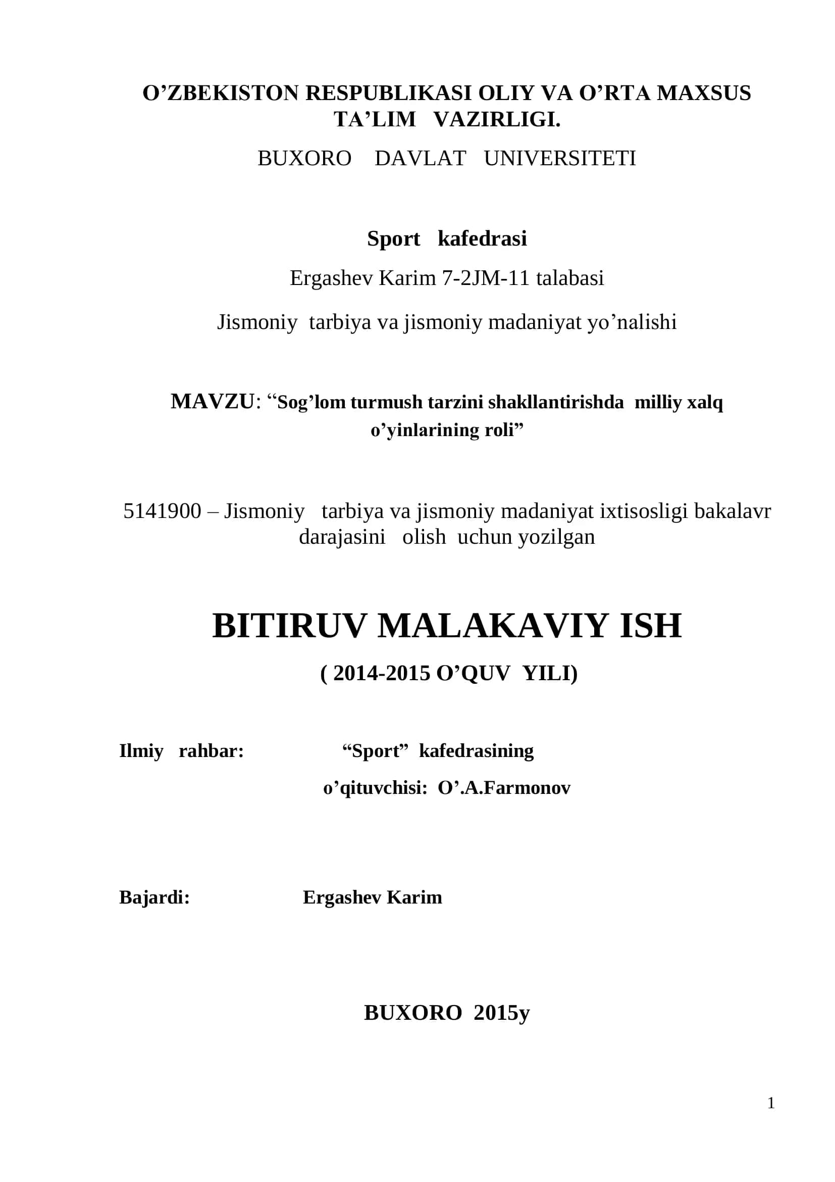 Sog’lom turmush tarzini shakllantirishda milliy xalq o’yinlarining roli 1