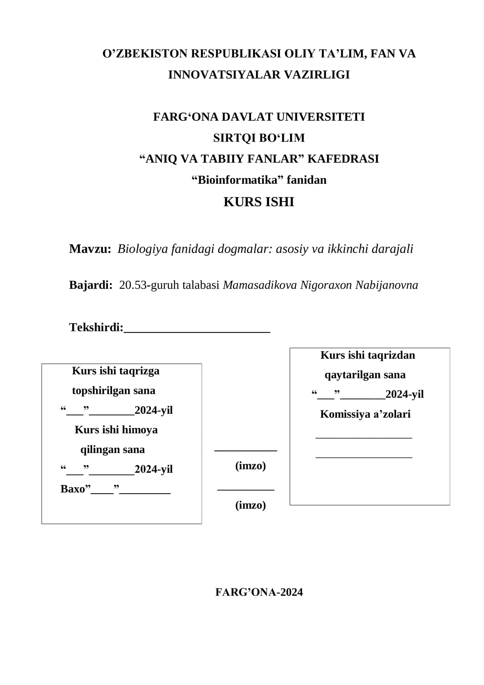 Biologiya fanidagi dogmalar: asosiy va ikkinchi darajali 1