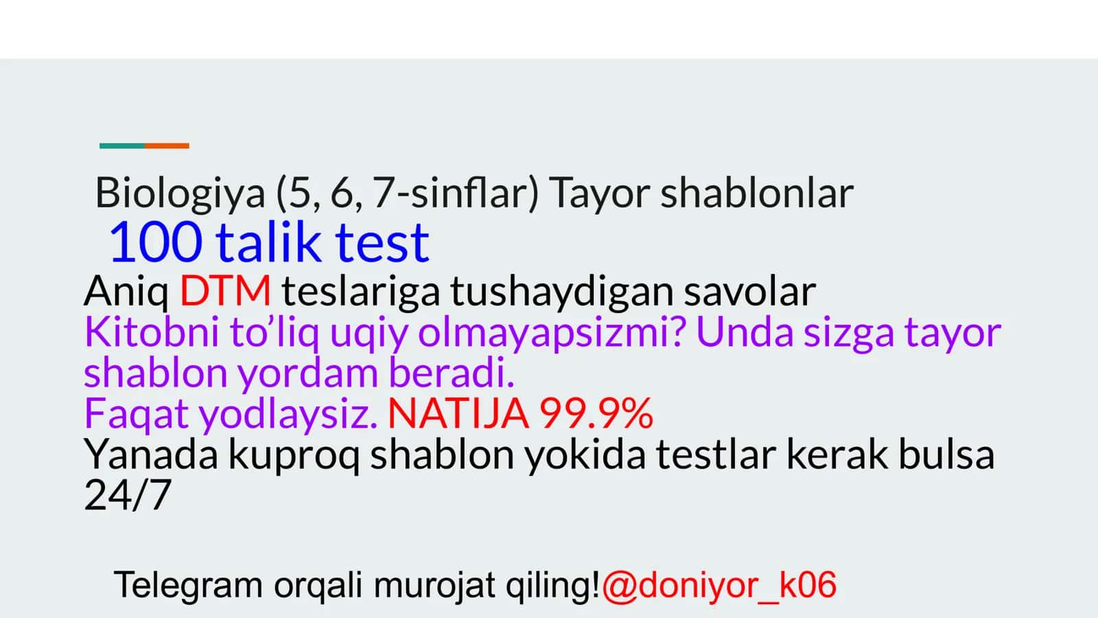 Biologiya (5, 6, 7-sinﬂar) Tayor shablonlar 1