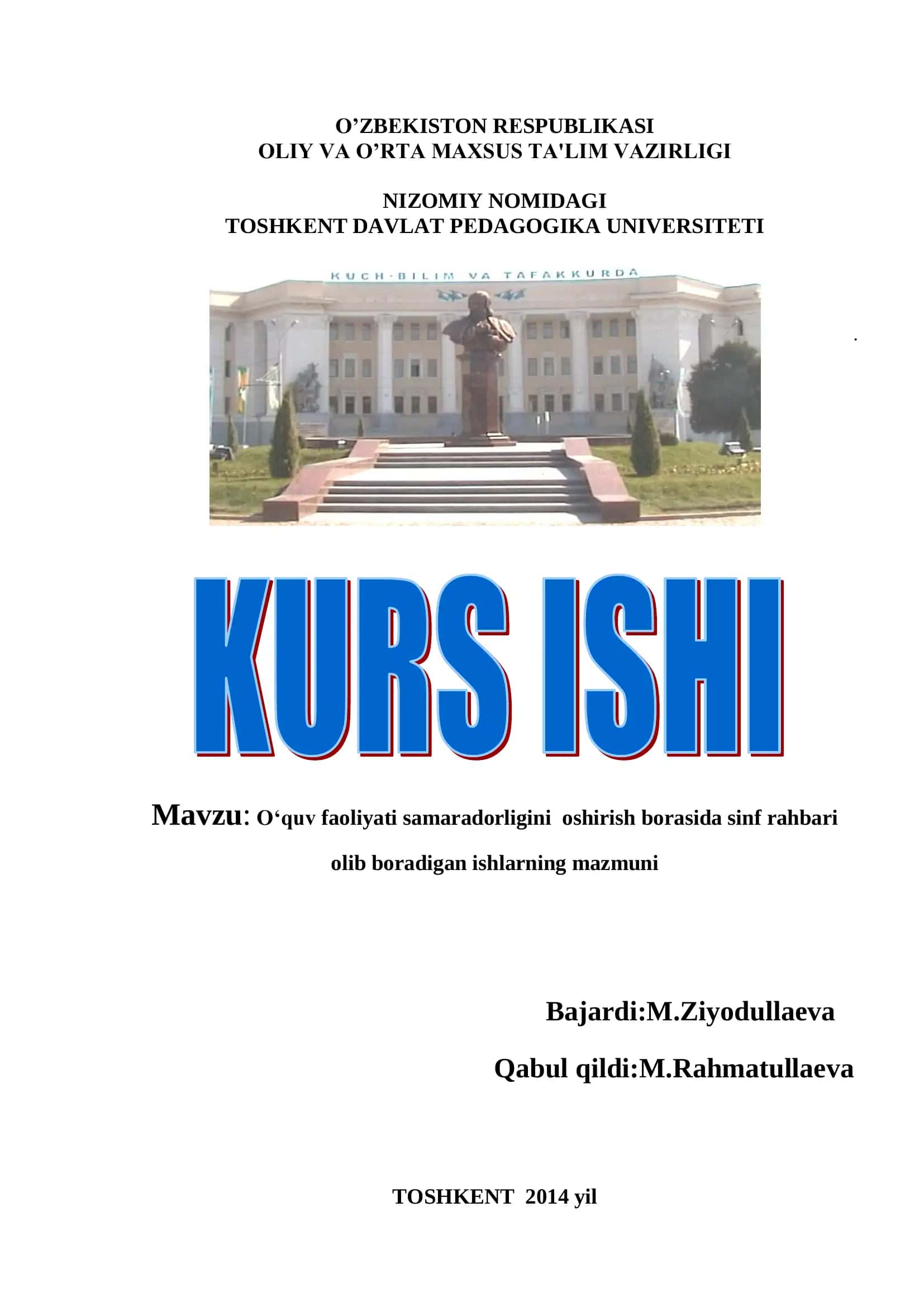 O‘quv faoliyati samaradorligini oshirish borasida sinf rahbari olib boradigan ishlarning mazmuni 1